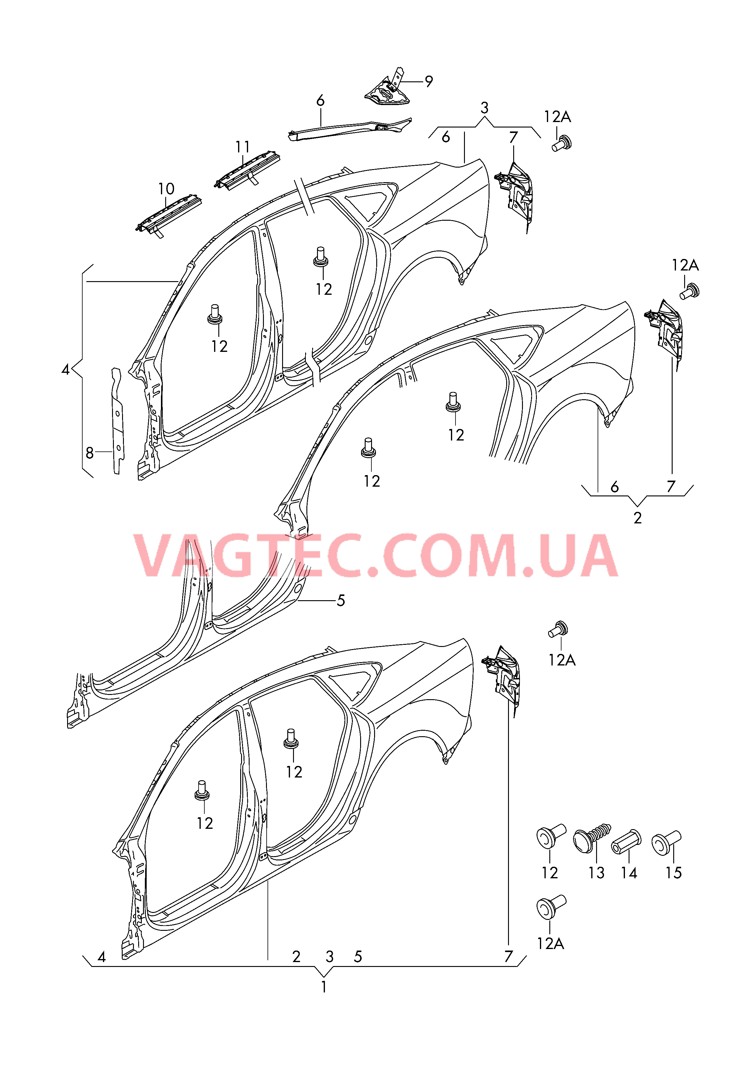 Отрезная деталь каркас боковины  для AUDI A7 2017
