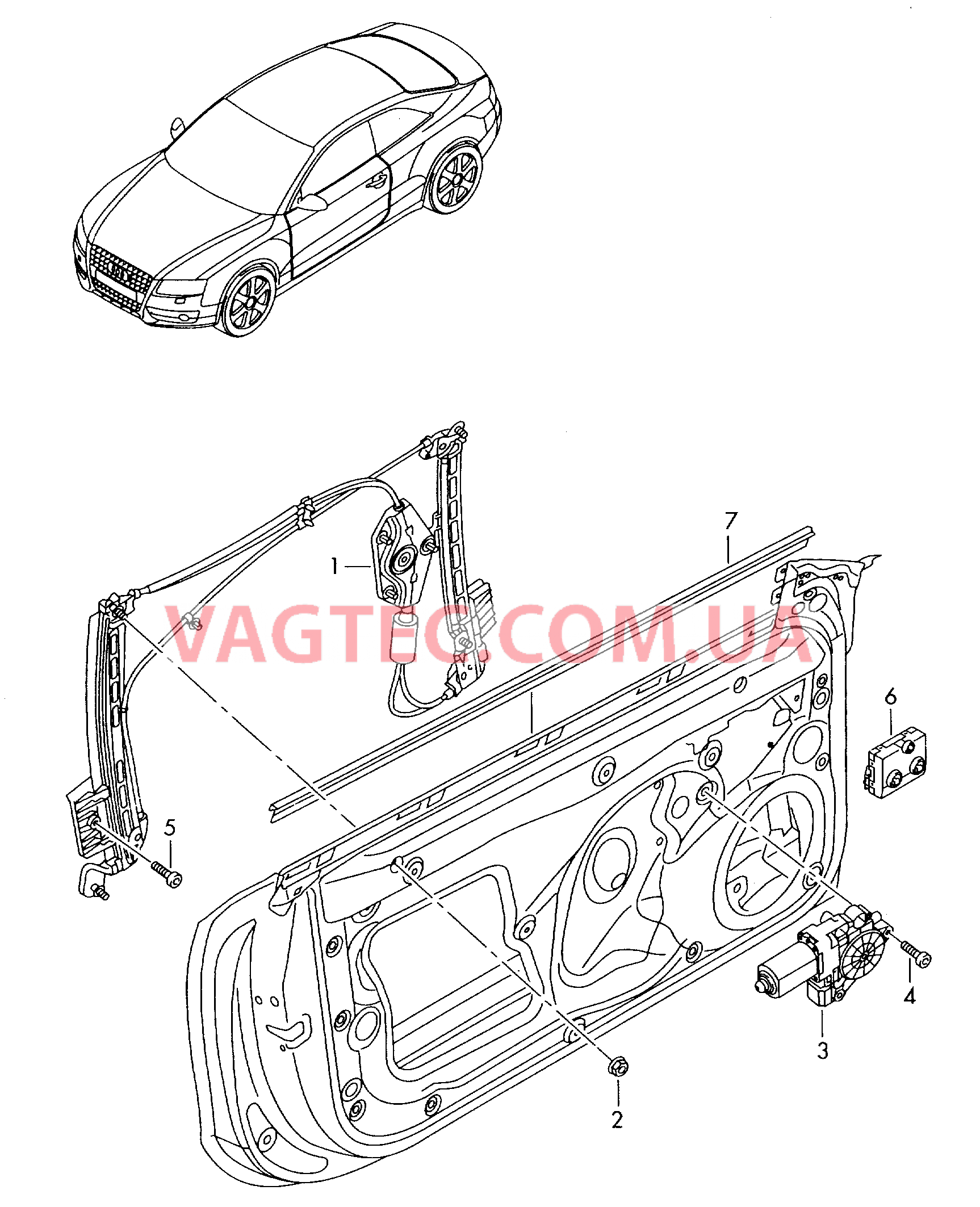 Cтеклоподъемник Уплотнитель двери  для AUDI A5 2015