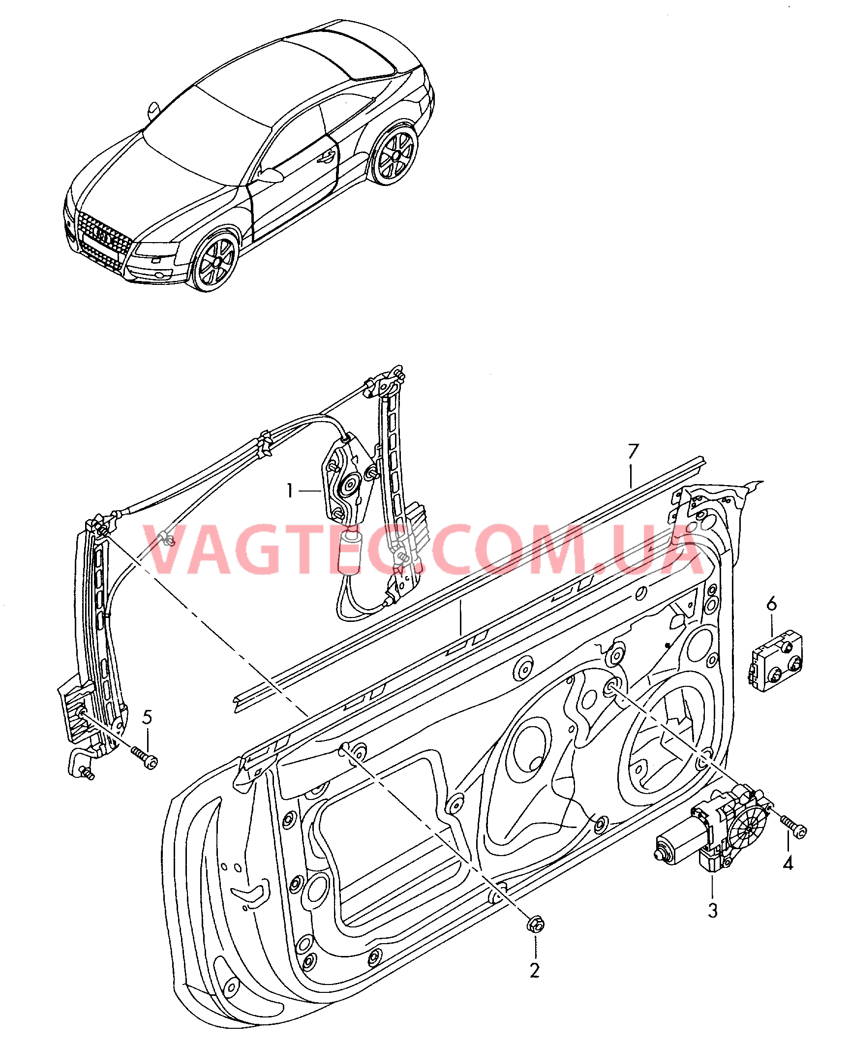 Cтеклоподъемник Уплотнитель двери  для AUDI A5 2009