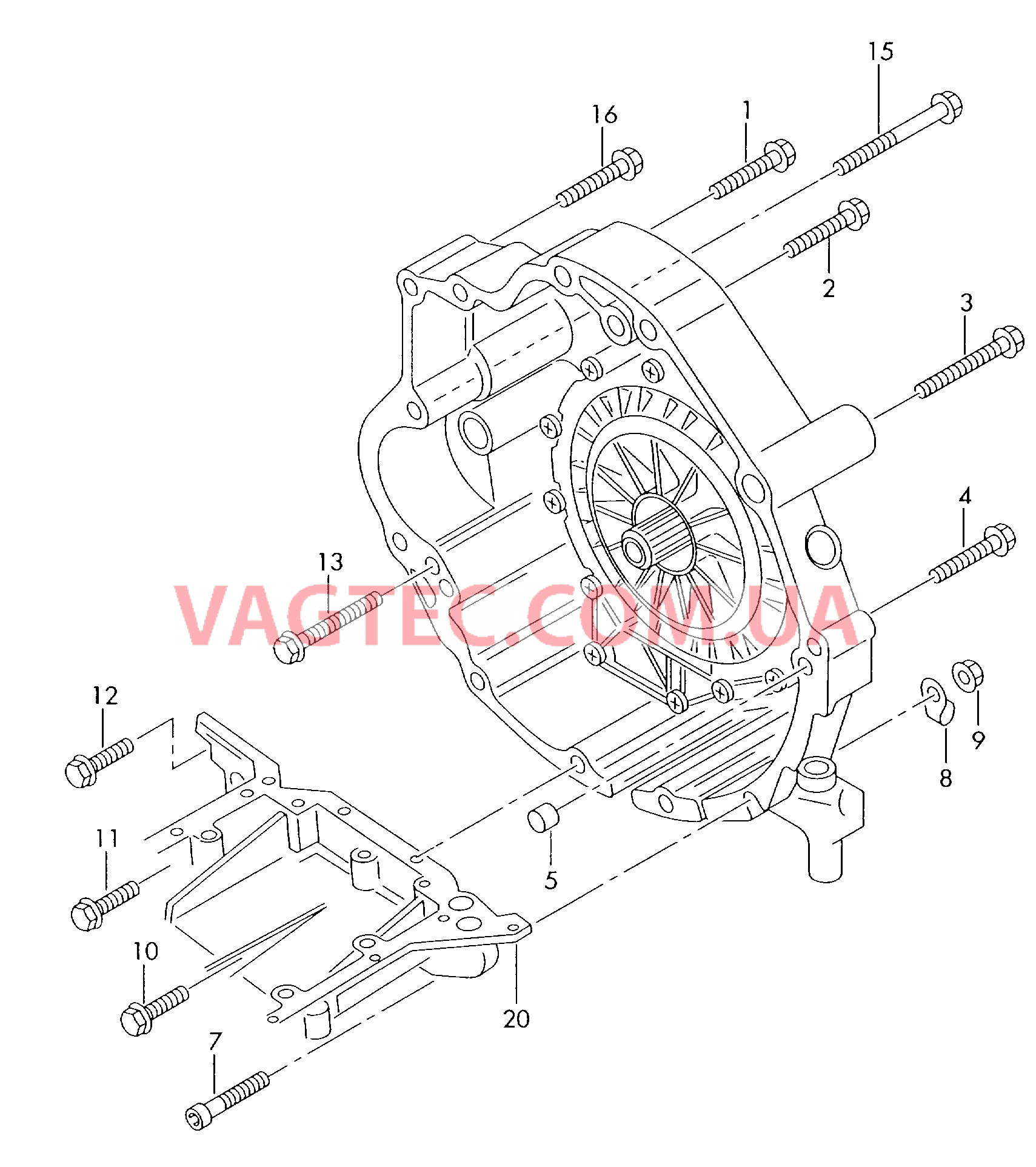 Детали крепления для двигателя и КП  6-ступ. АКП с межосевым дифференциалом  для AUDI A4 2008