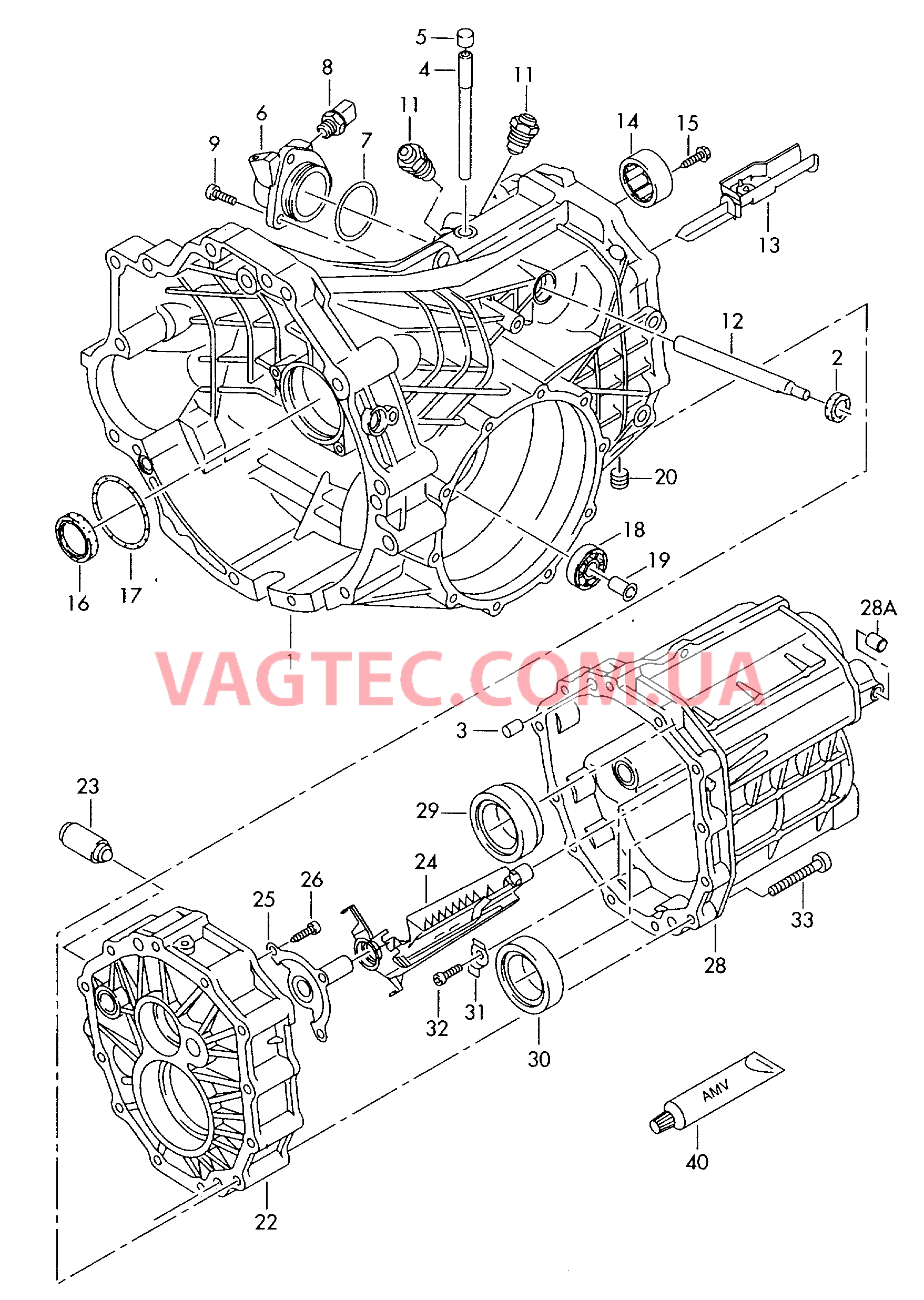 Картер коробки передач 6-ступ. механическая КП   F 8E-4-000 001>> для AUDI A4Q 2005