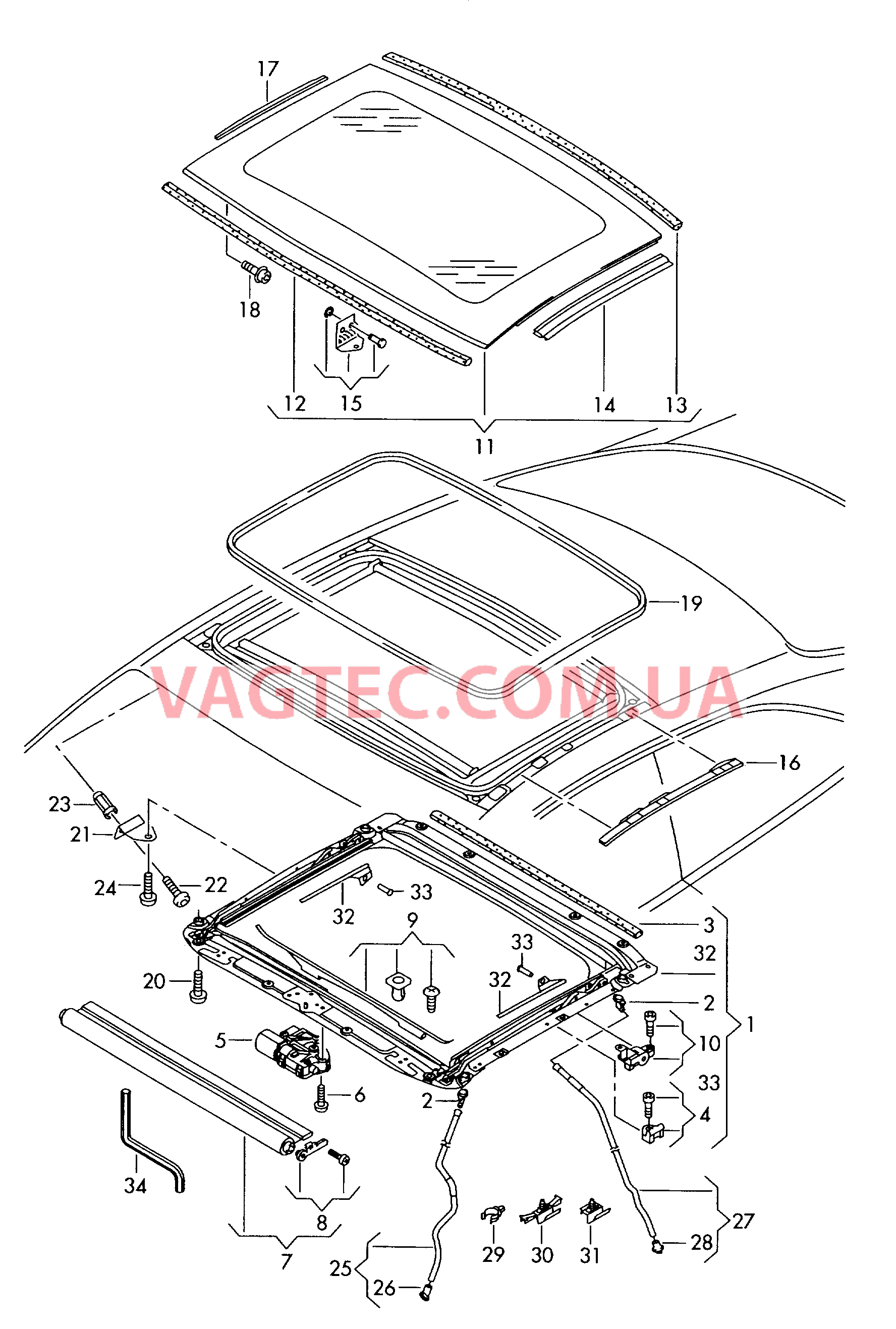 Стеклянный подъемный люк  для AUDI RS5 2016