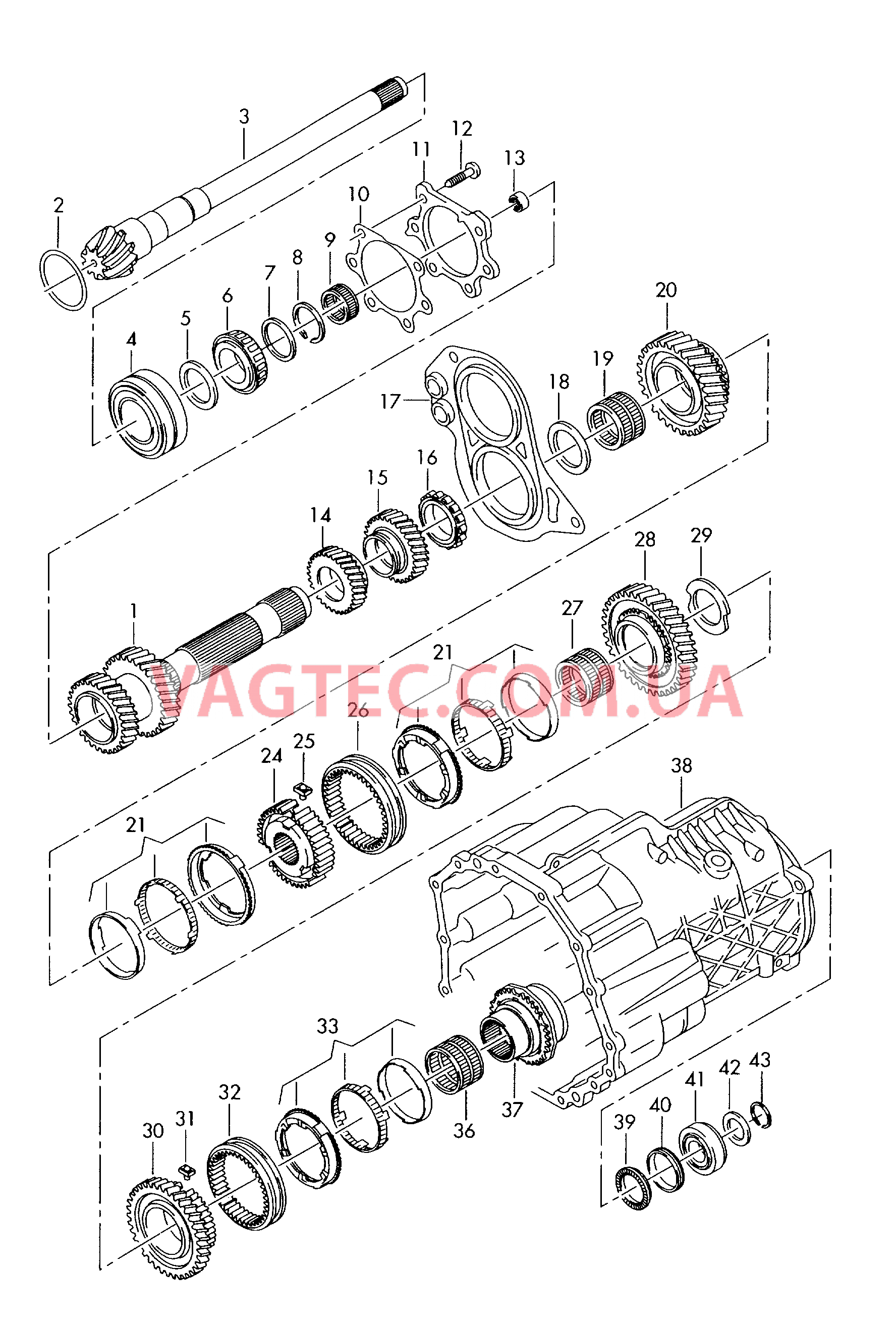 Полый вторичный вал КолEса и валы 6-ступ. механическая КП для полного привода F 8E-3-000 001>> F 8E-4-000 001>> для AUDI A4 2004
