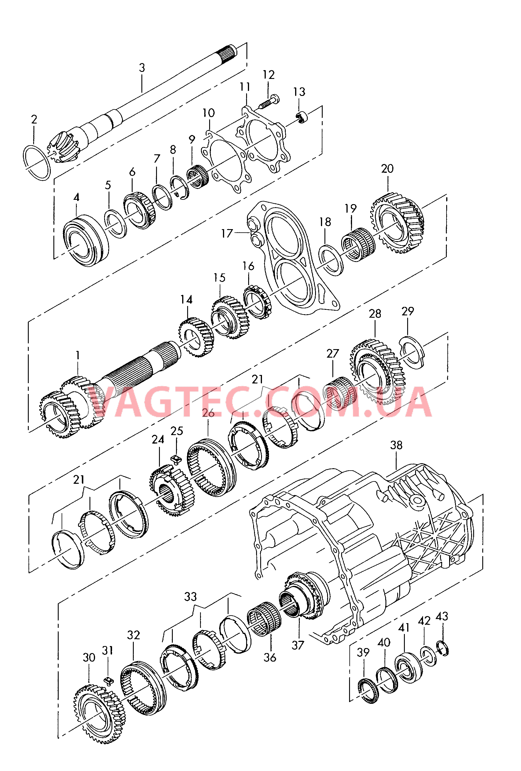 Полый вторичный вал КолEса и валы 6-ступ. механическая КП  для AUDI A4Q 2007