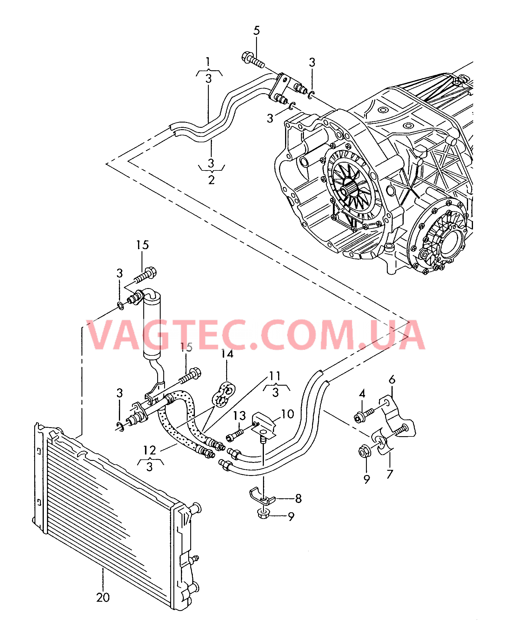 Напорный маслопровод для охлаждения масла коробки передач  для бесступенчатой АКП  для AUDI A6 2007