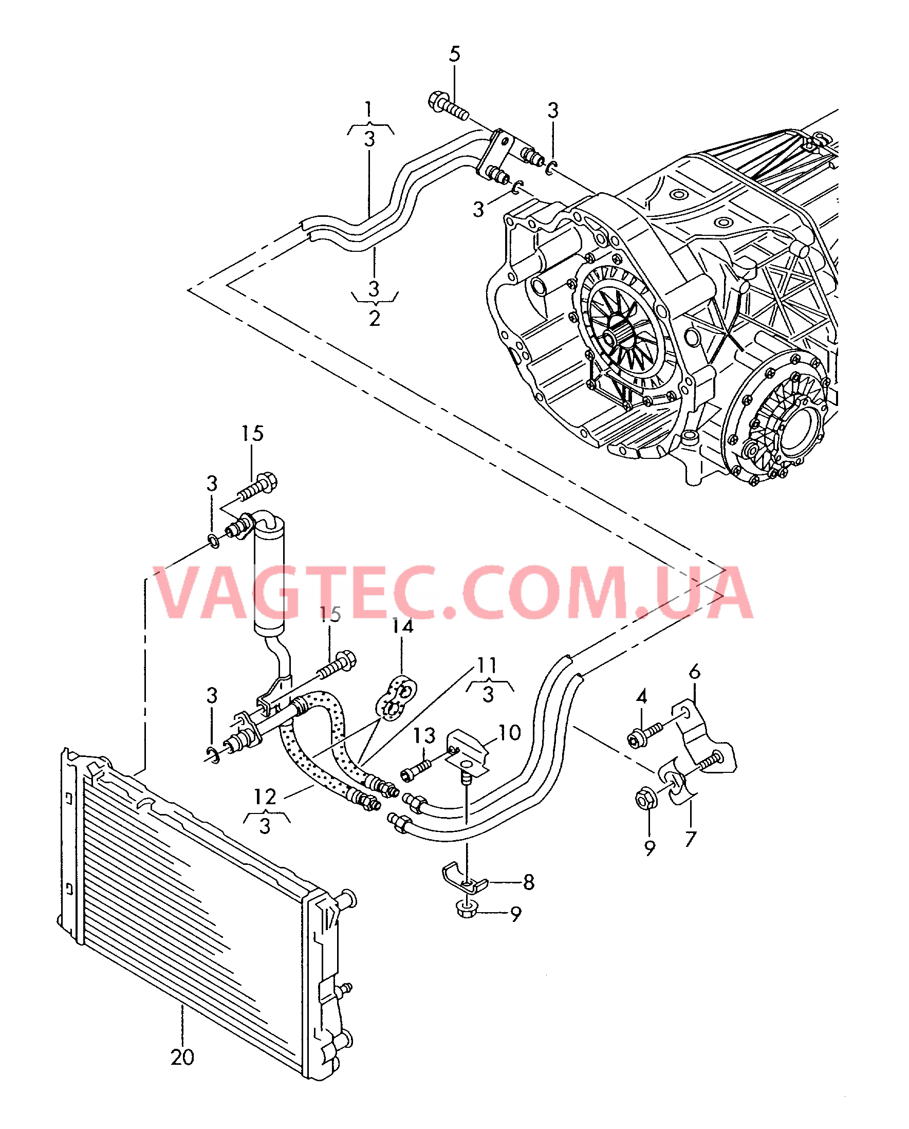 Напорный маслопровод для охлаждения масла коробки передач  для бесступенчатой АКП  для AUDI A6Q 2008