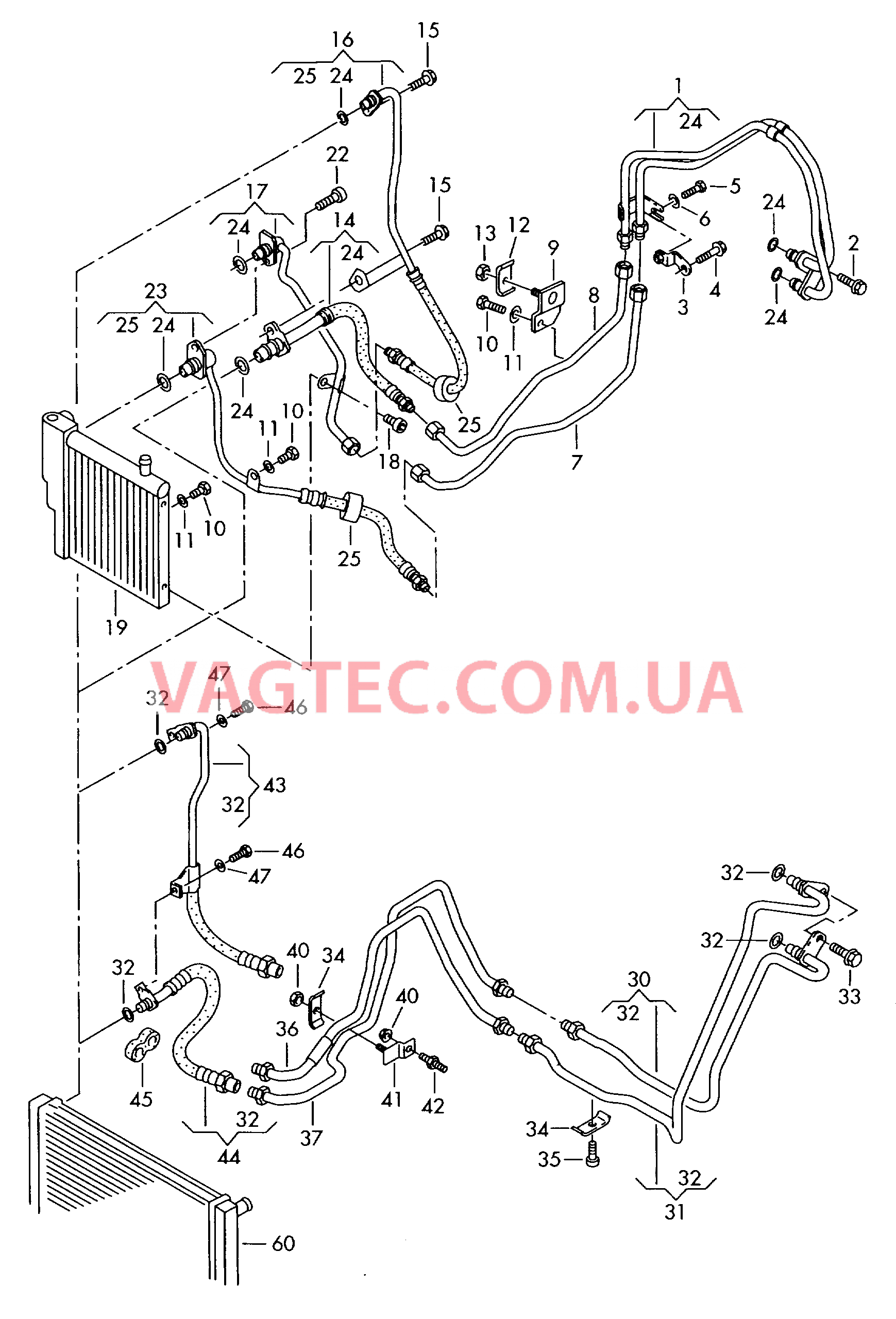 Напорный маслопровод для охлаждения масла коробки передач  5-ступенчатая АКП  для AUDI A4 2005-1