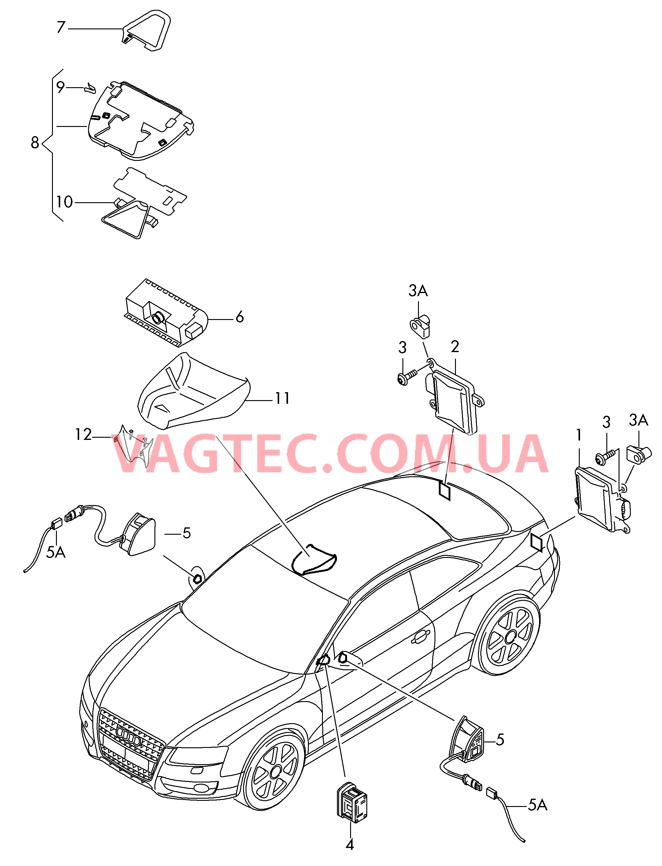  AUDI A5 / S5 Блок управления ассистента смены полосы движ.   AUDI A5 / S5 Индикатор асс. смены полосы   AUDI A5 / S5 Блок управления ассистента движения по полосе с камерой  для AUDI A5 2008