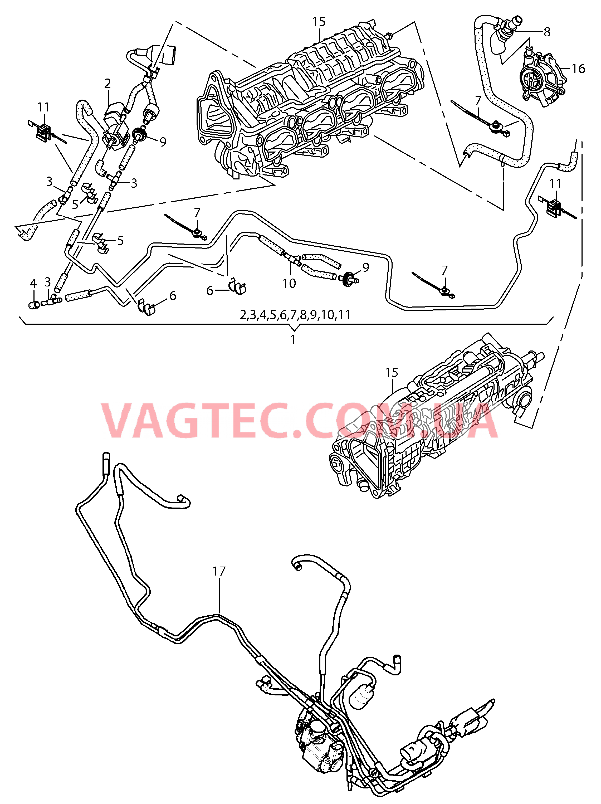 Вакуумные шланги с монтажными деталями  Двигатель  для AUDI A6 2018
