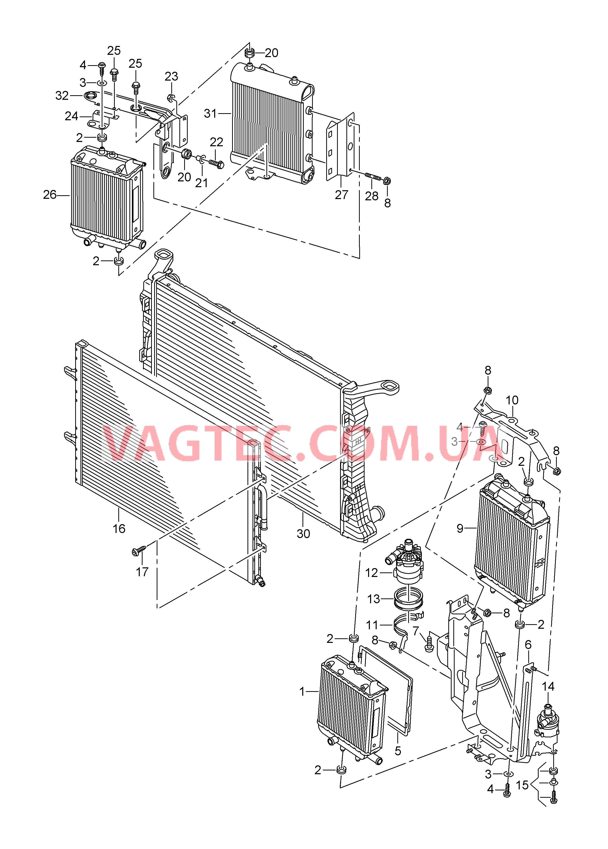 Дополнительный радиатор ОЖ Дополнительный насос ОЖ  для AUDI RS6 2015