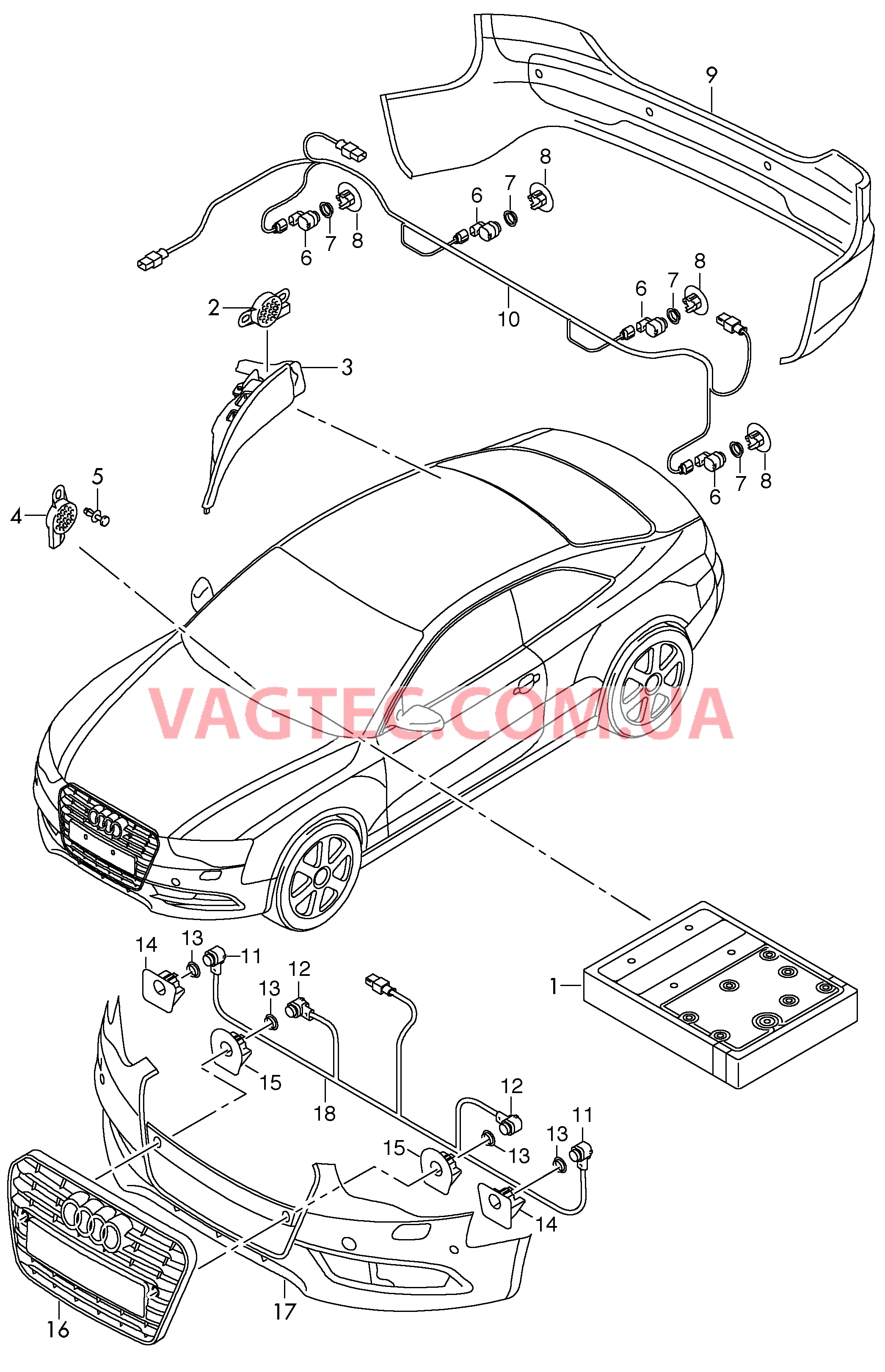 Парковочный ассистент  для AUDI RS5 2016