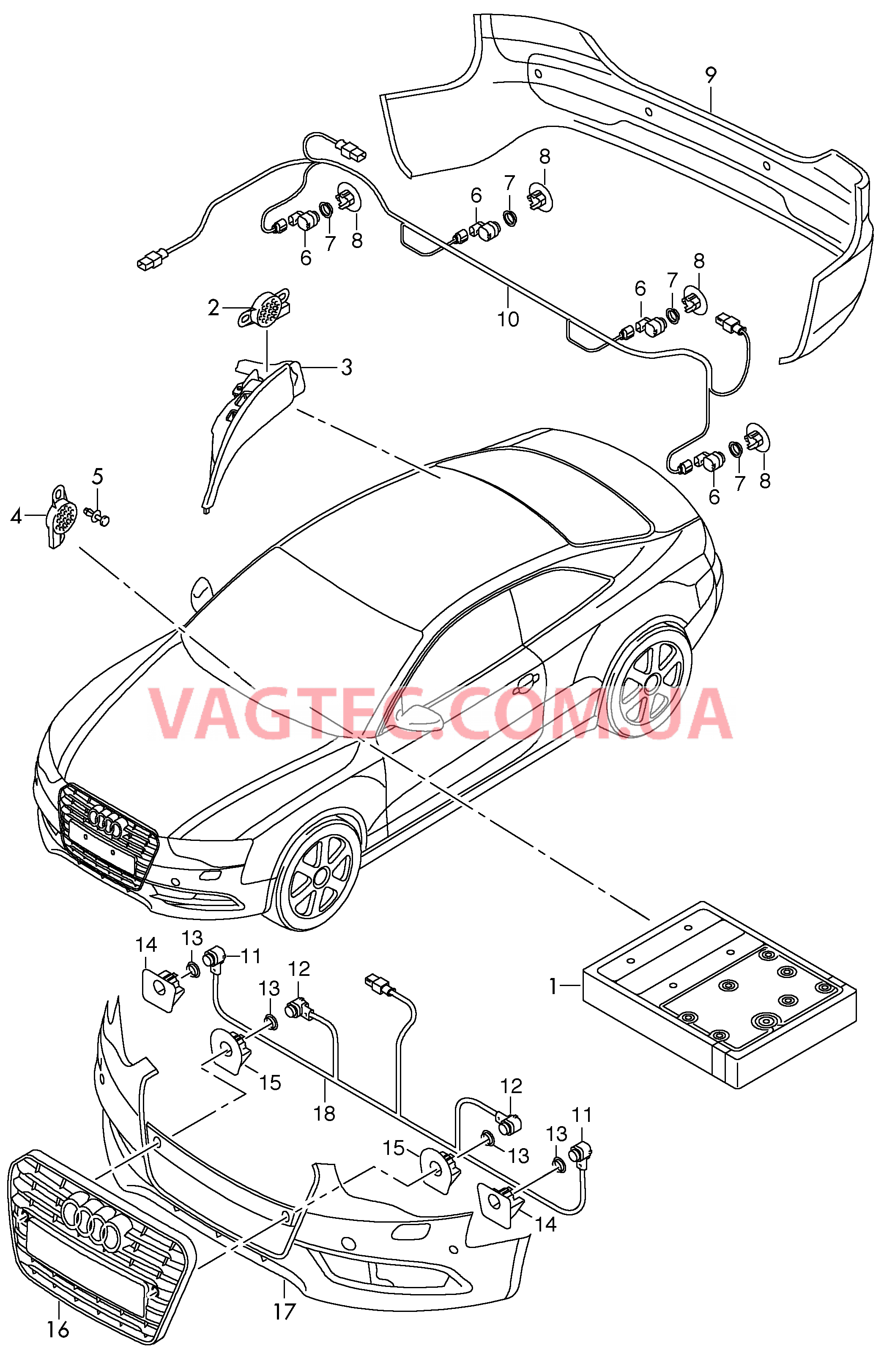 Парковочный ассистент  для AUDI A5 2015