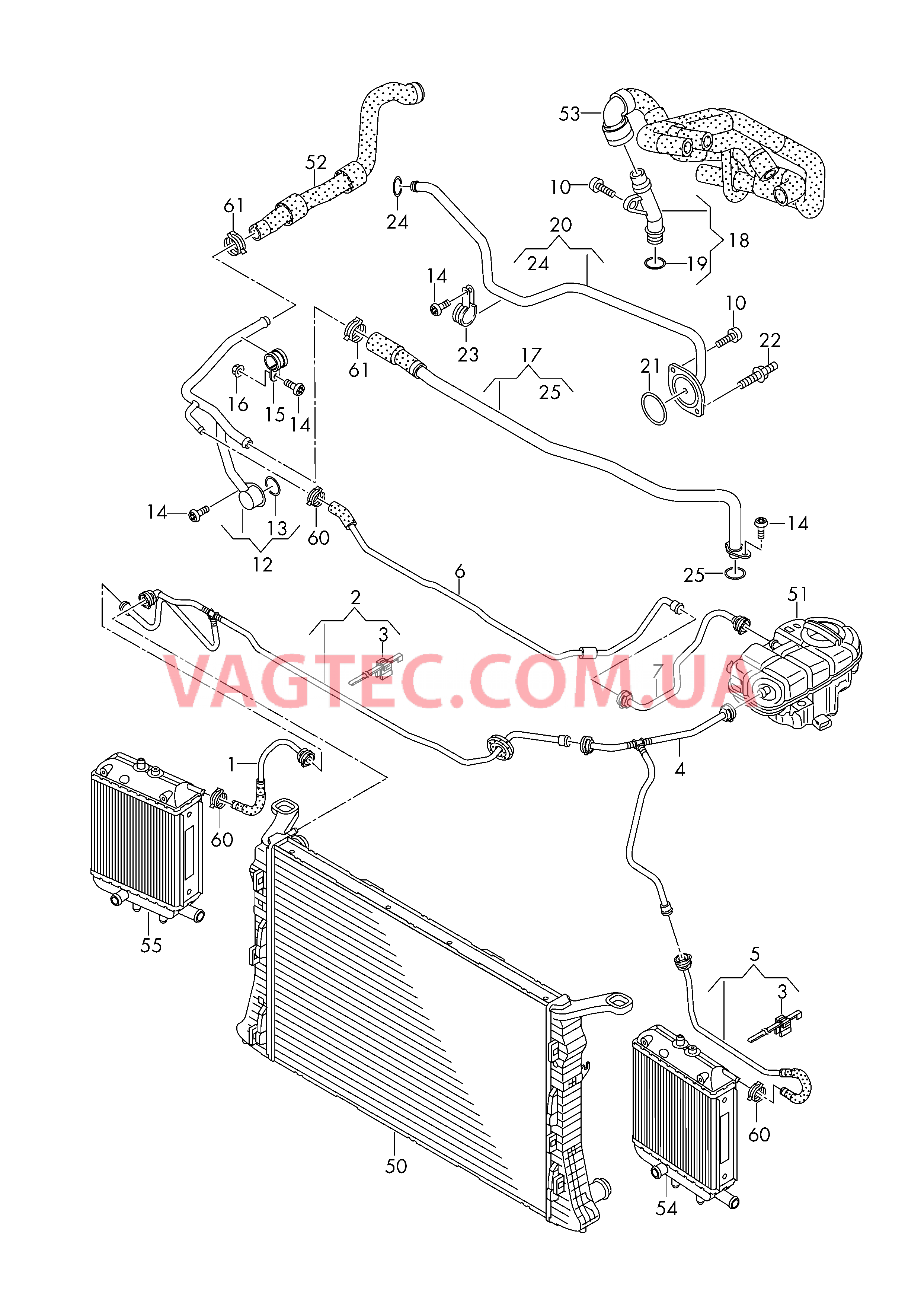 Жидкостное охлаждение Трубка для удаления воздуха Вентиляционный патрубок  для AUDI RS5C 2018