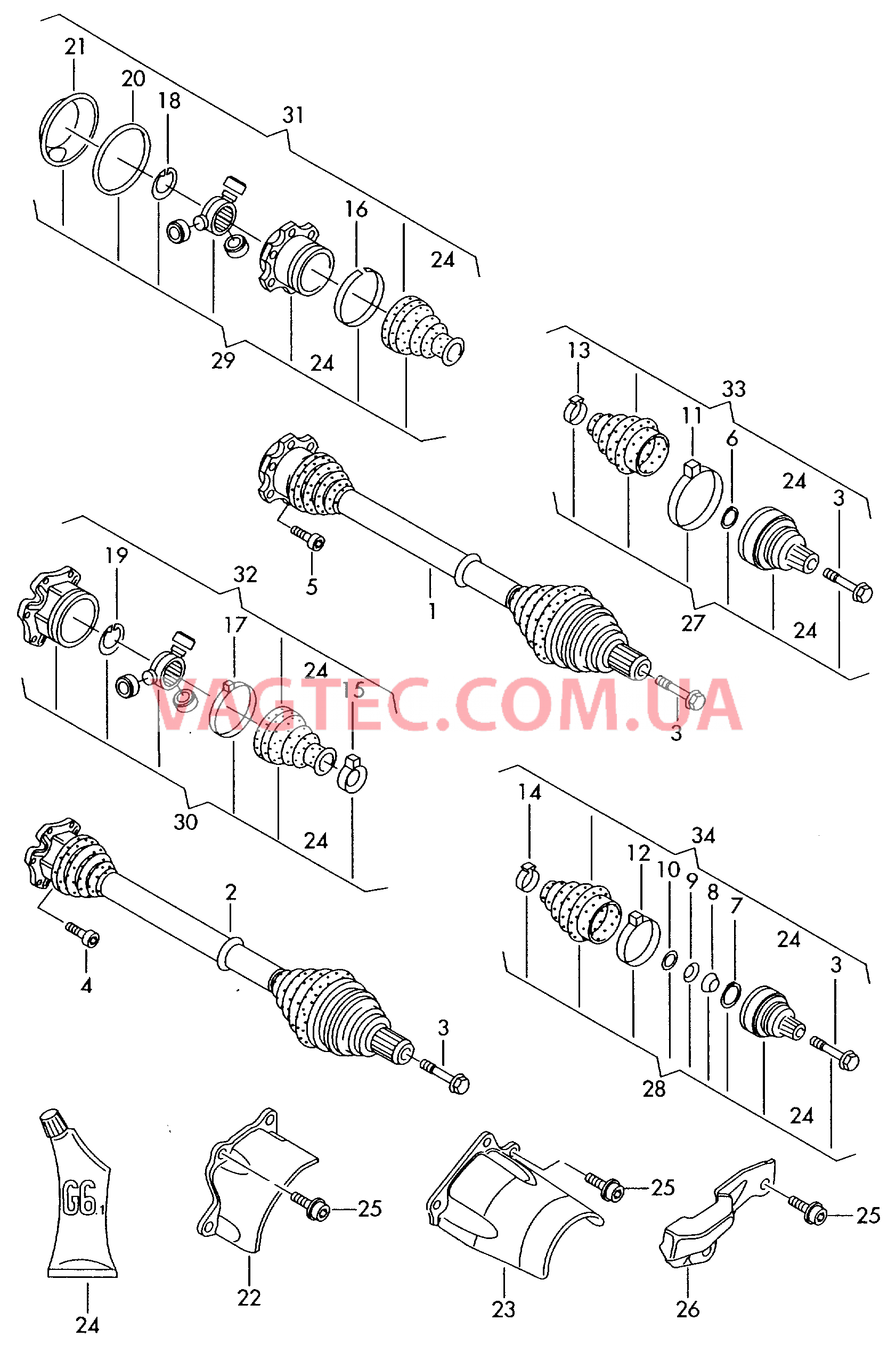 Приводной вал для АКП  для AUDI A4Q 2005-1