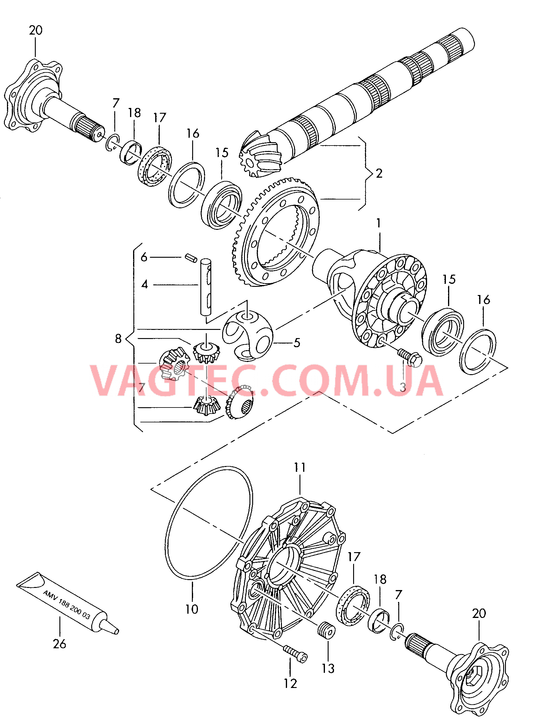 Дифференциал Агрегат, приводной 6-ступ. механическая КП  для AUDI A6 2007