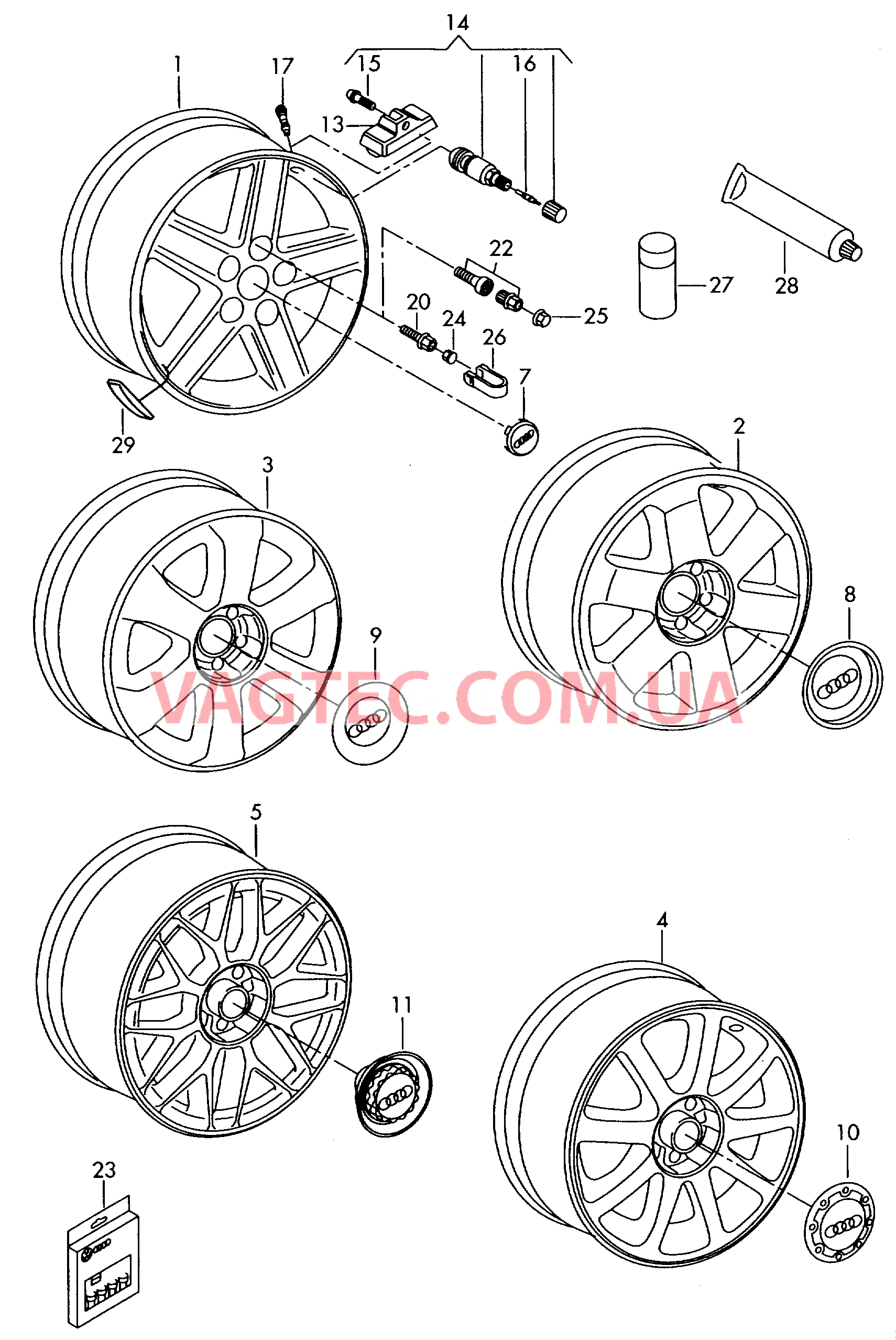 Алюминиевый диск  для AUDI A4 2001-1