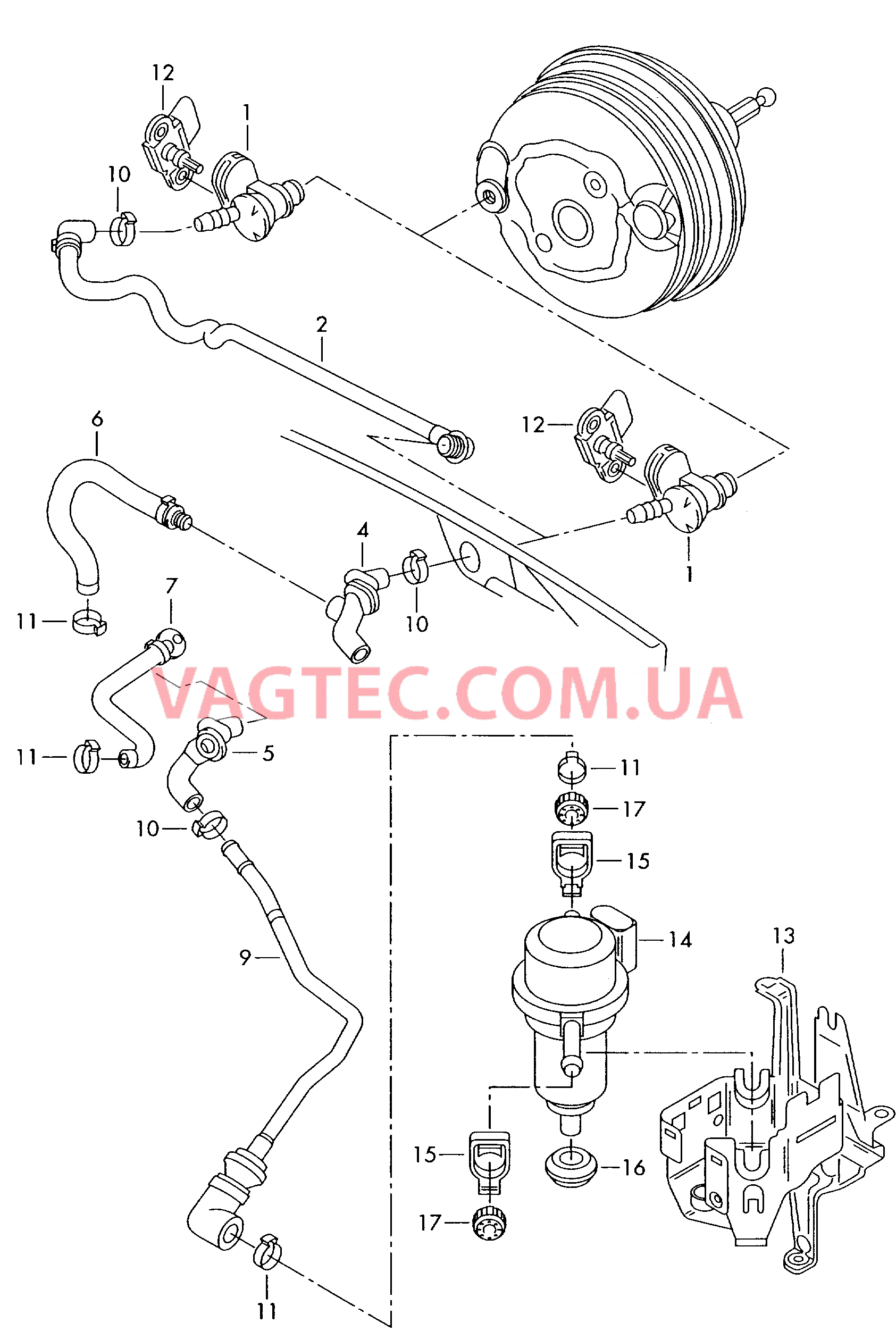Вакуумные шланги для усилителя тормозного привода  для а/м с электрическим вакуумным насосом  для AUDI A4 2005-1