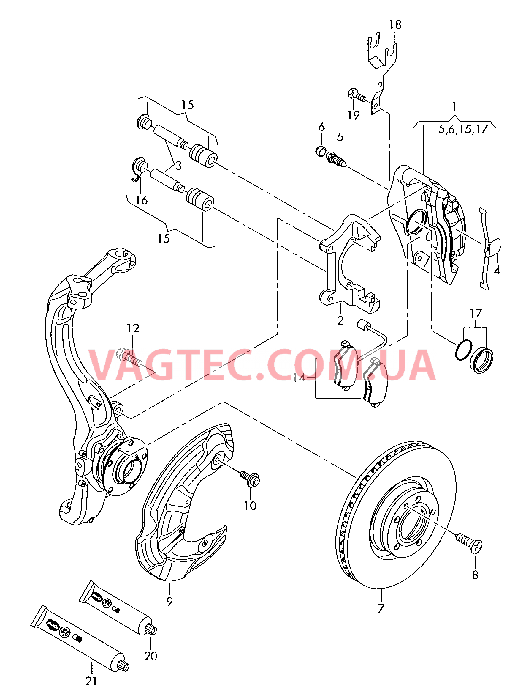 Торм. мех. с плав. суппортом Тормозной диск (вентилир.)  для AUDI A4Q 2002