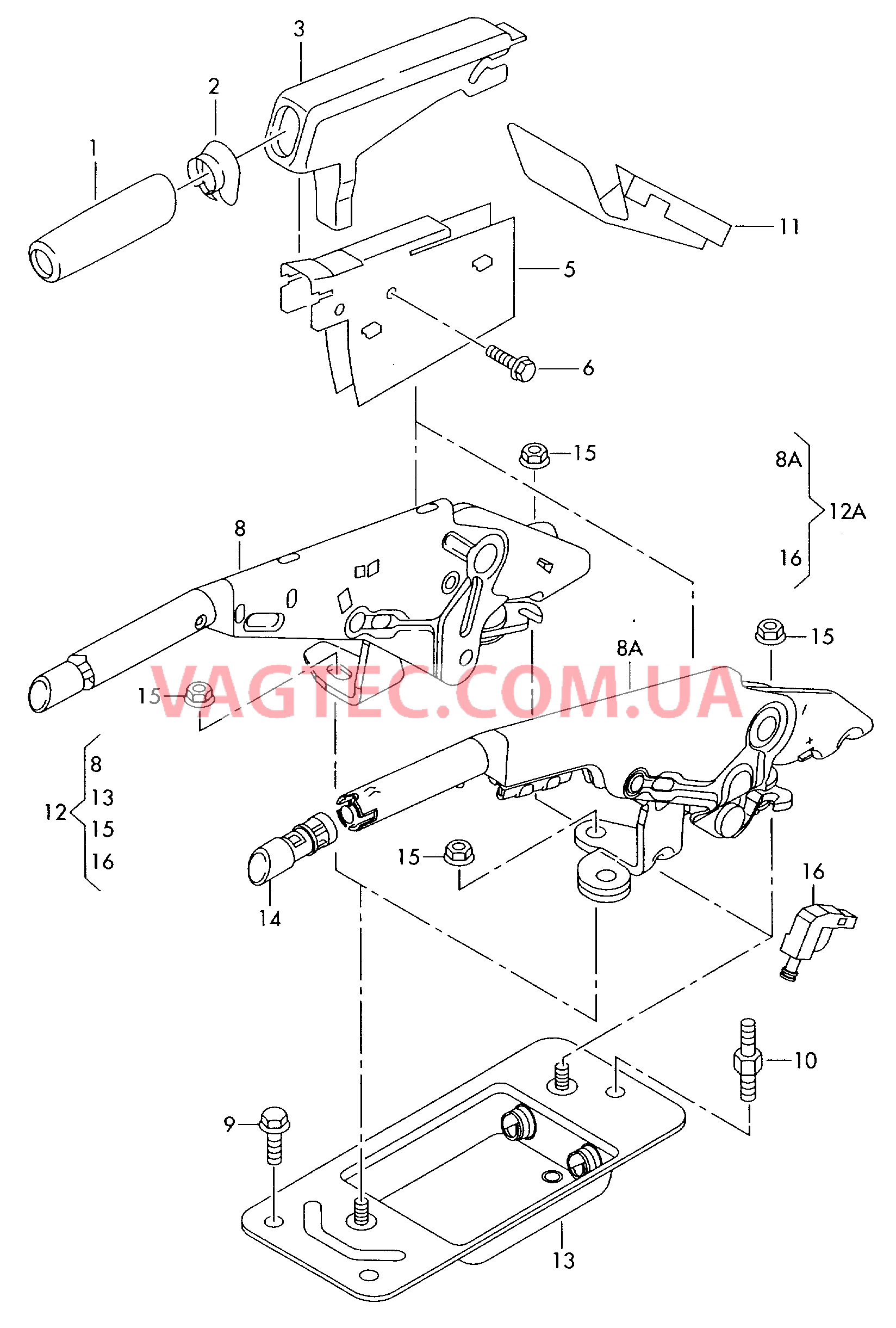 Рычаг стояночного тормоза  для AUDI A4Q 2001-1
