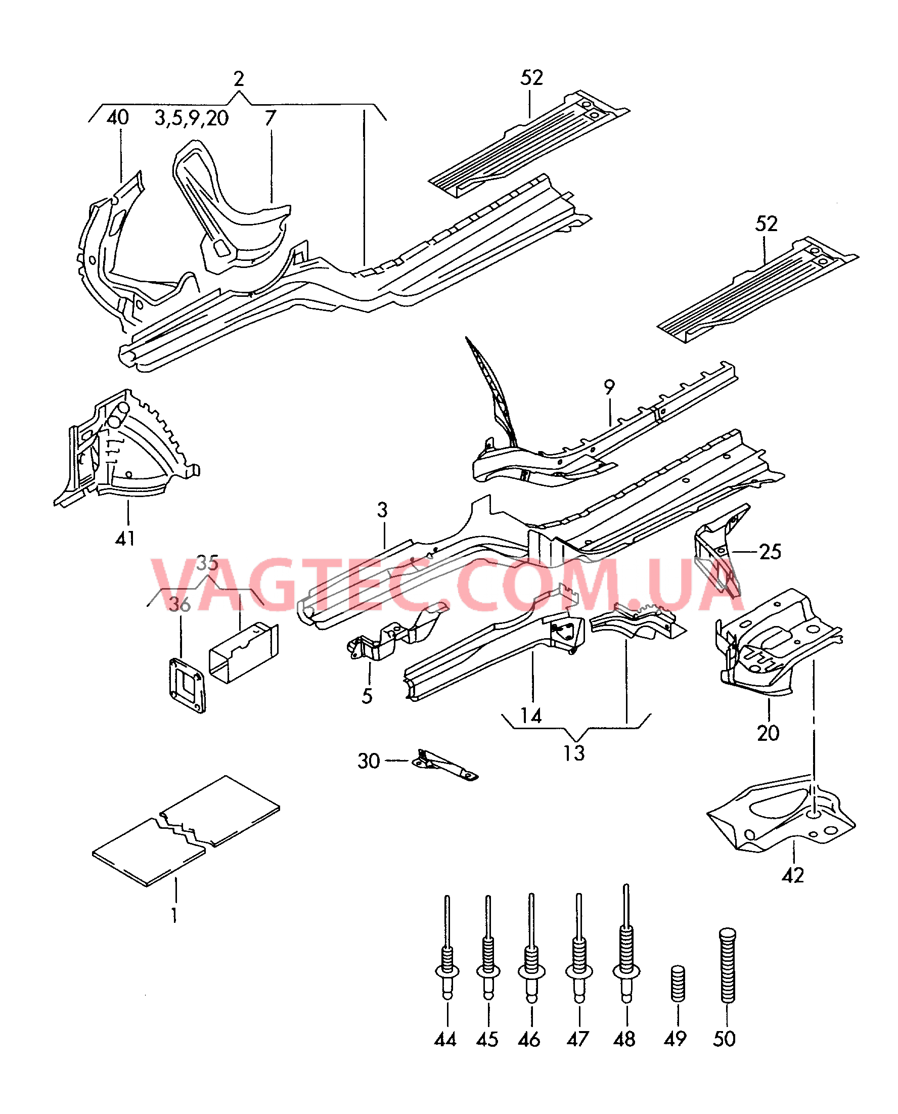 Лонжерон  для AUDI A4 2001-1