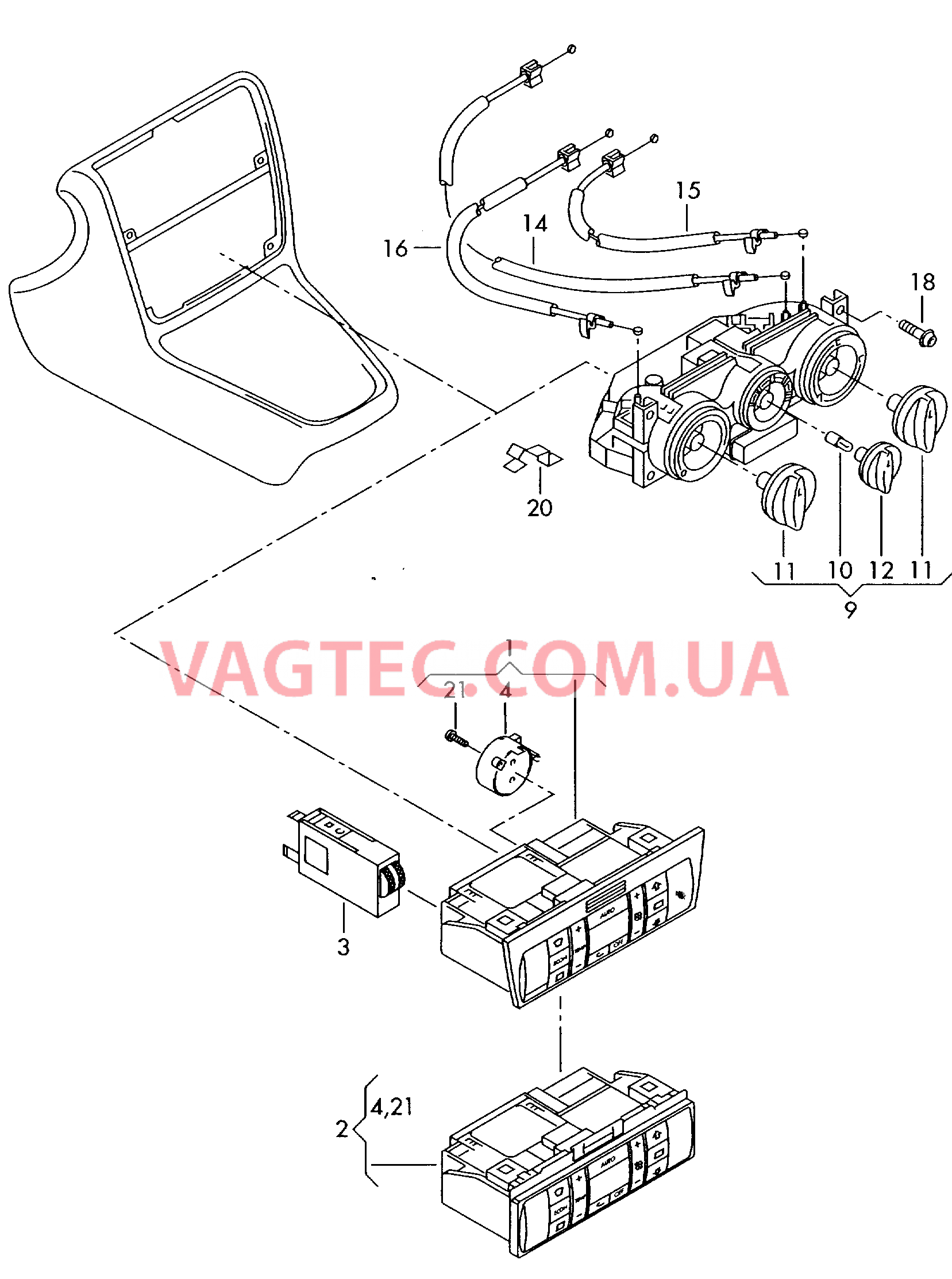 Регулировка подачи свежего и теплого воздуха  для AUDI A4Q 2001