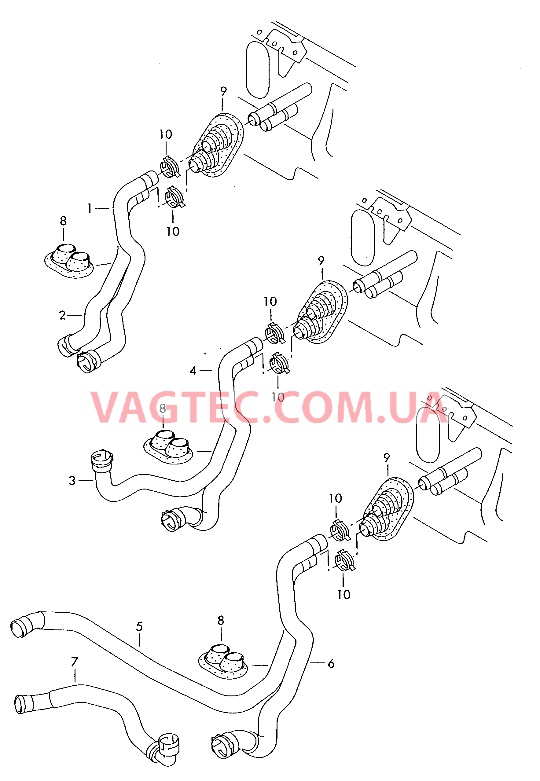 Теплообменник Шланги ОЖ  для AUDI A4 2006