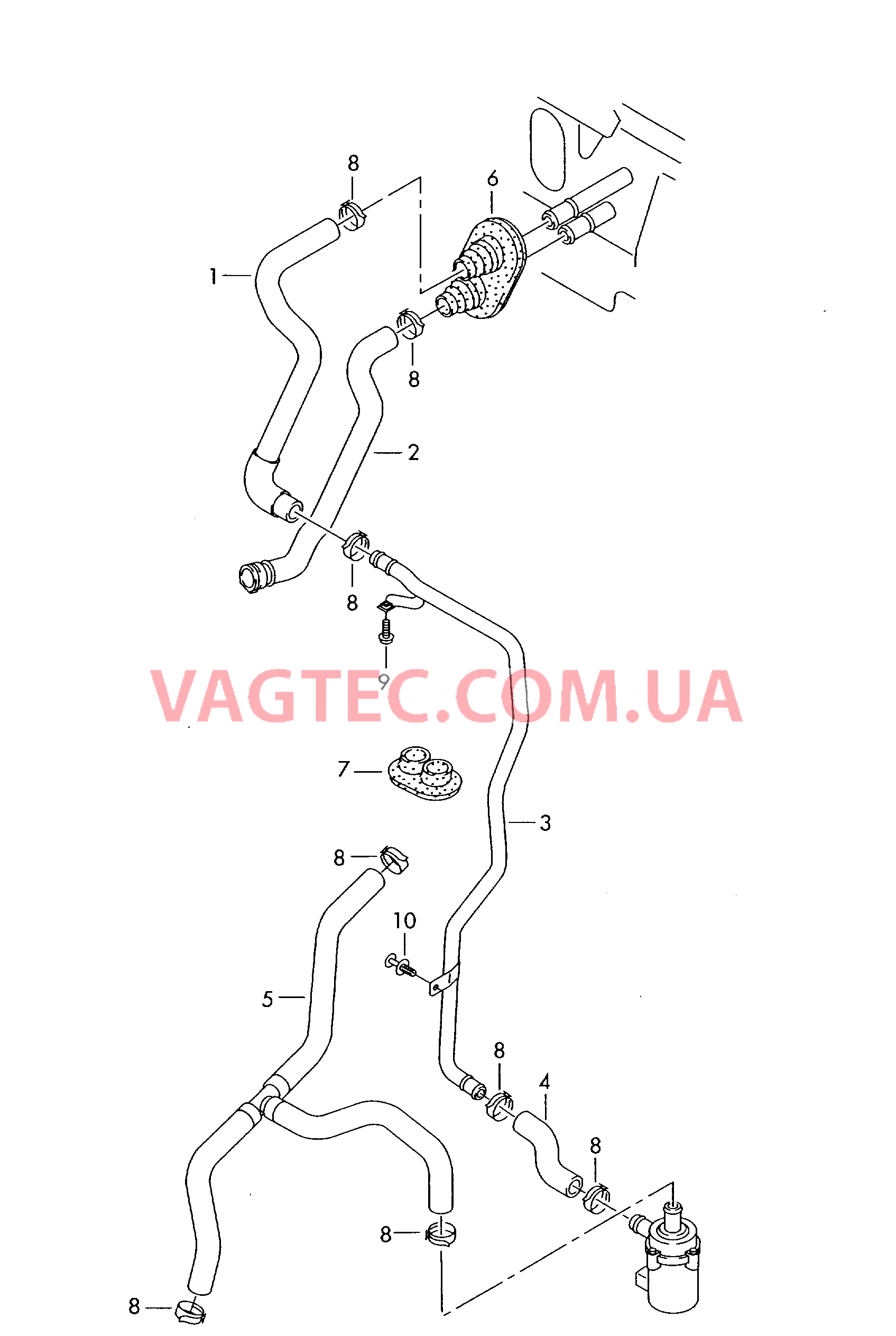 Шланги ОЖ Обратный трубопровод  для AUDI A4 2005-1