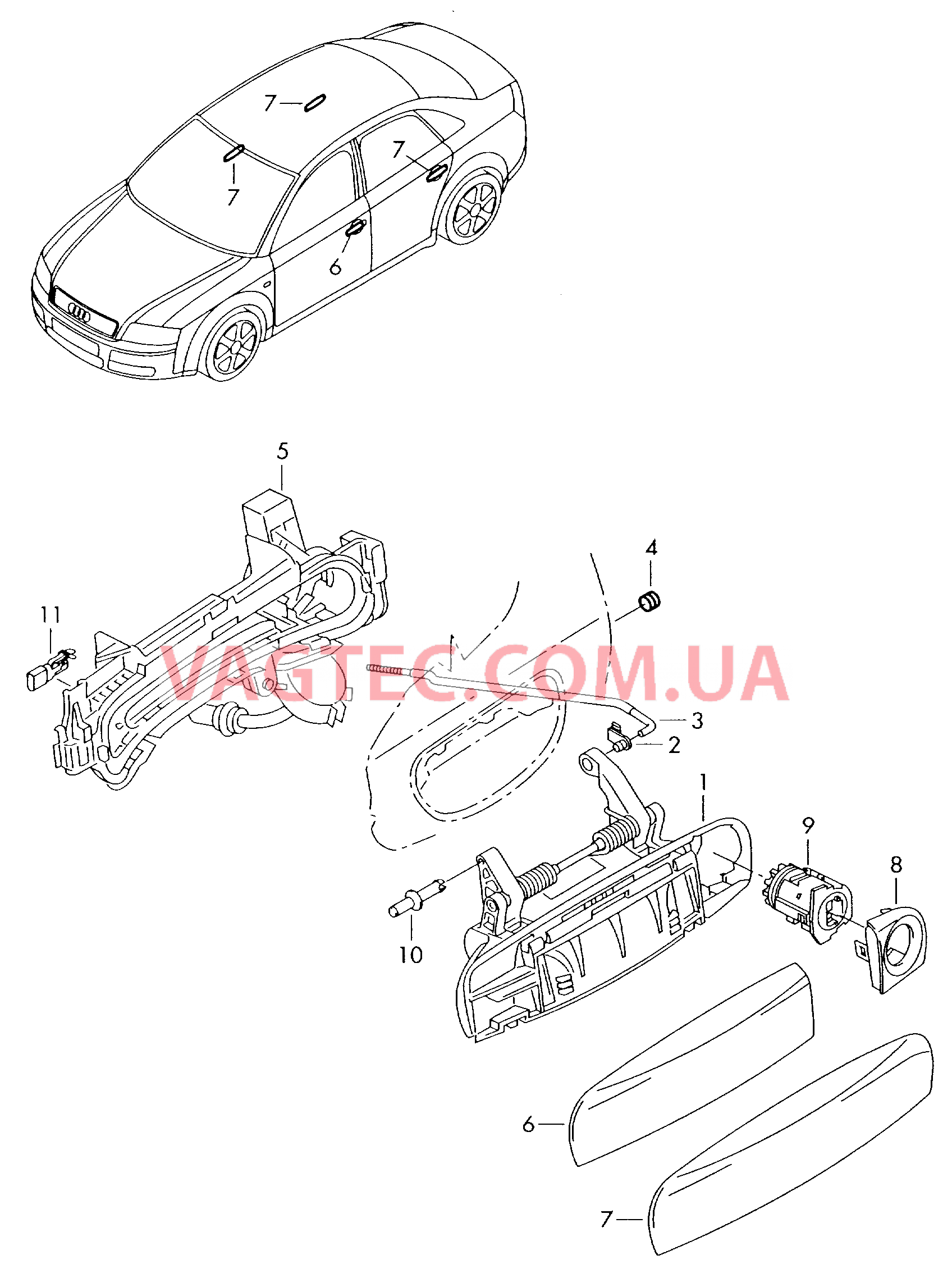 Ручка двери снаружи  для AUDI A4Q 2005
