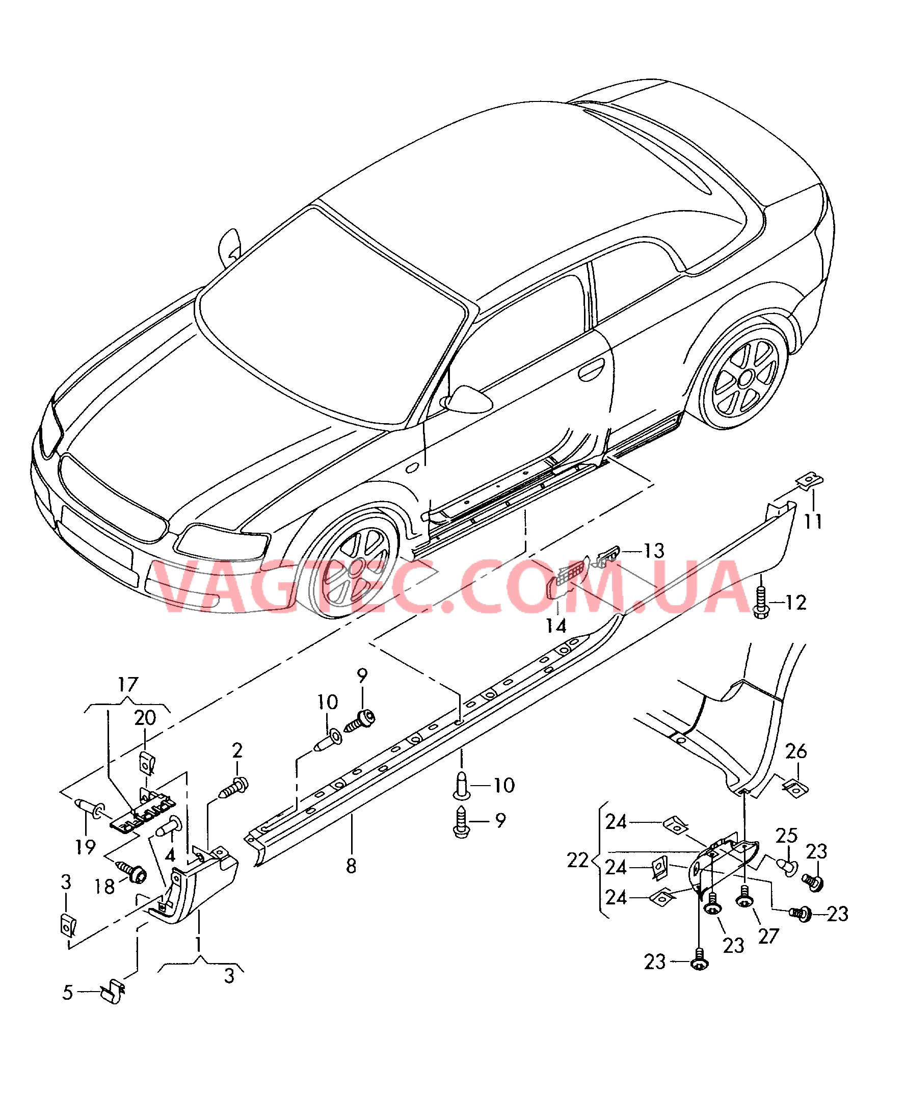 Облицовка порога  для AUDI RS6 2008