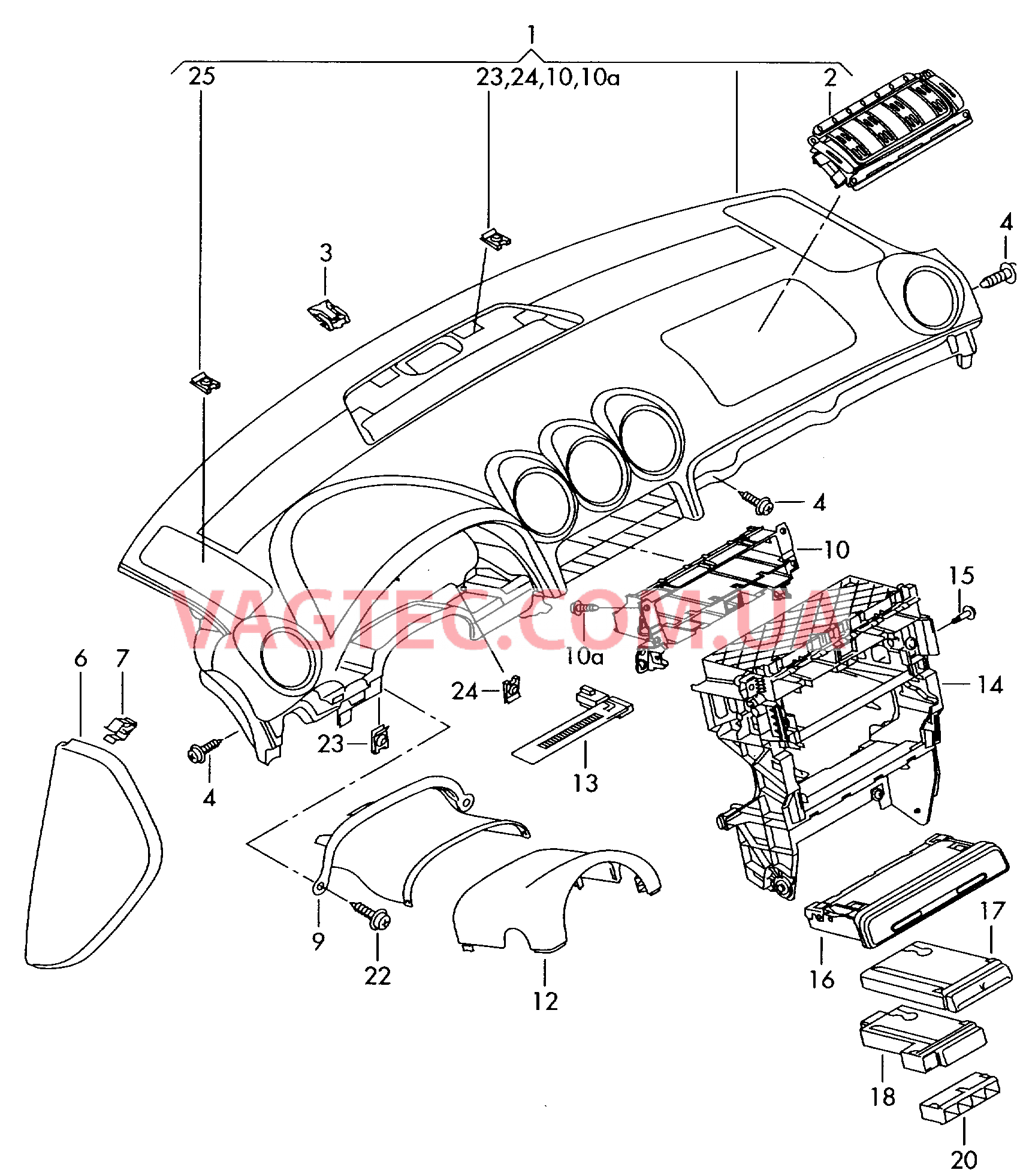 Панель приборов Детали, встроен. в пан. приб.  для AUDI RS4C 2008