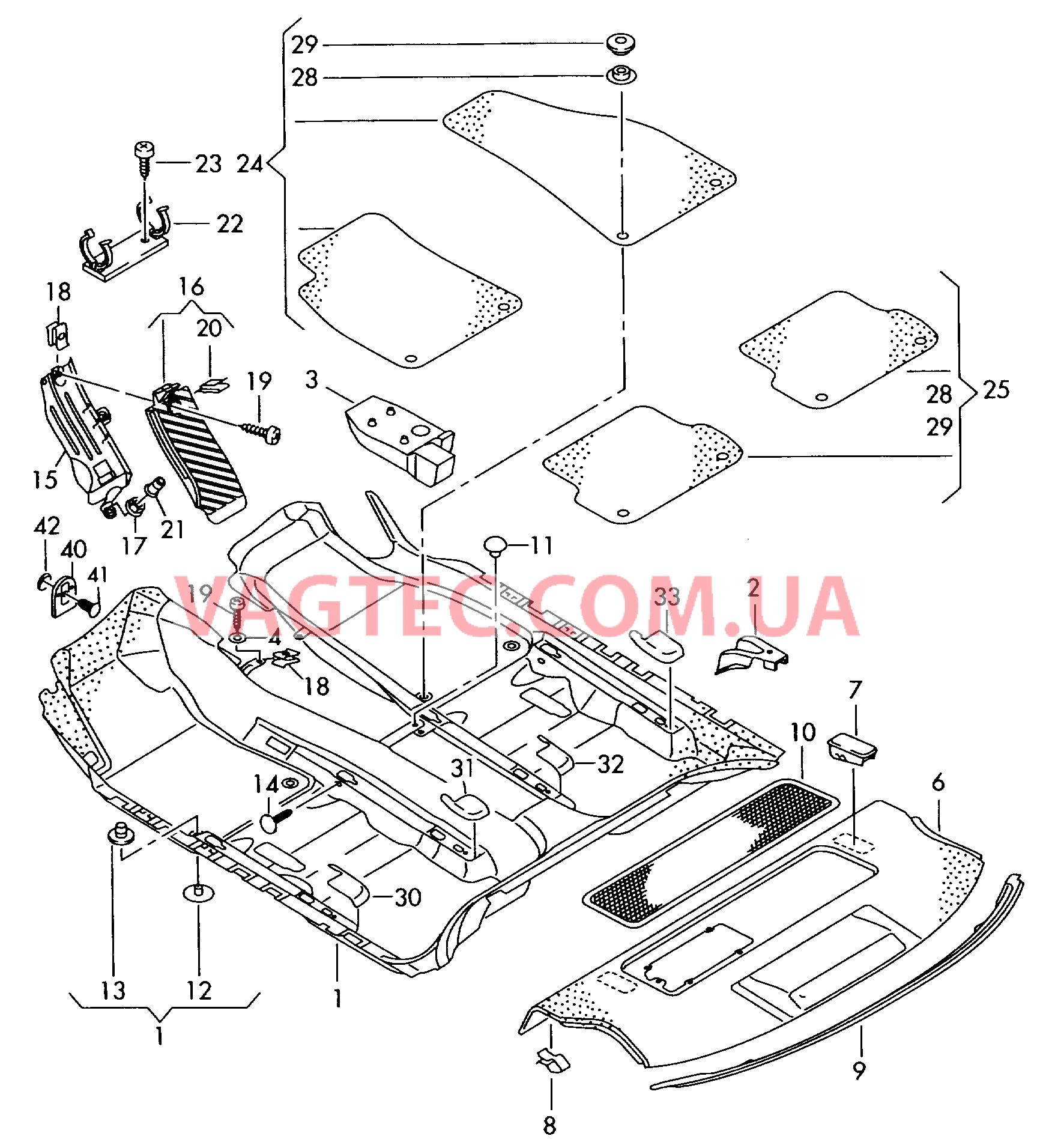 Коврики Обивка задней полки .  для AUDI A4 2003