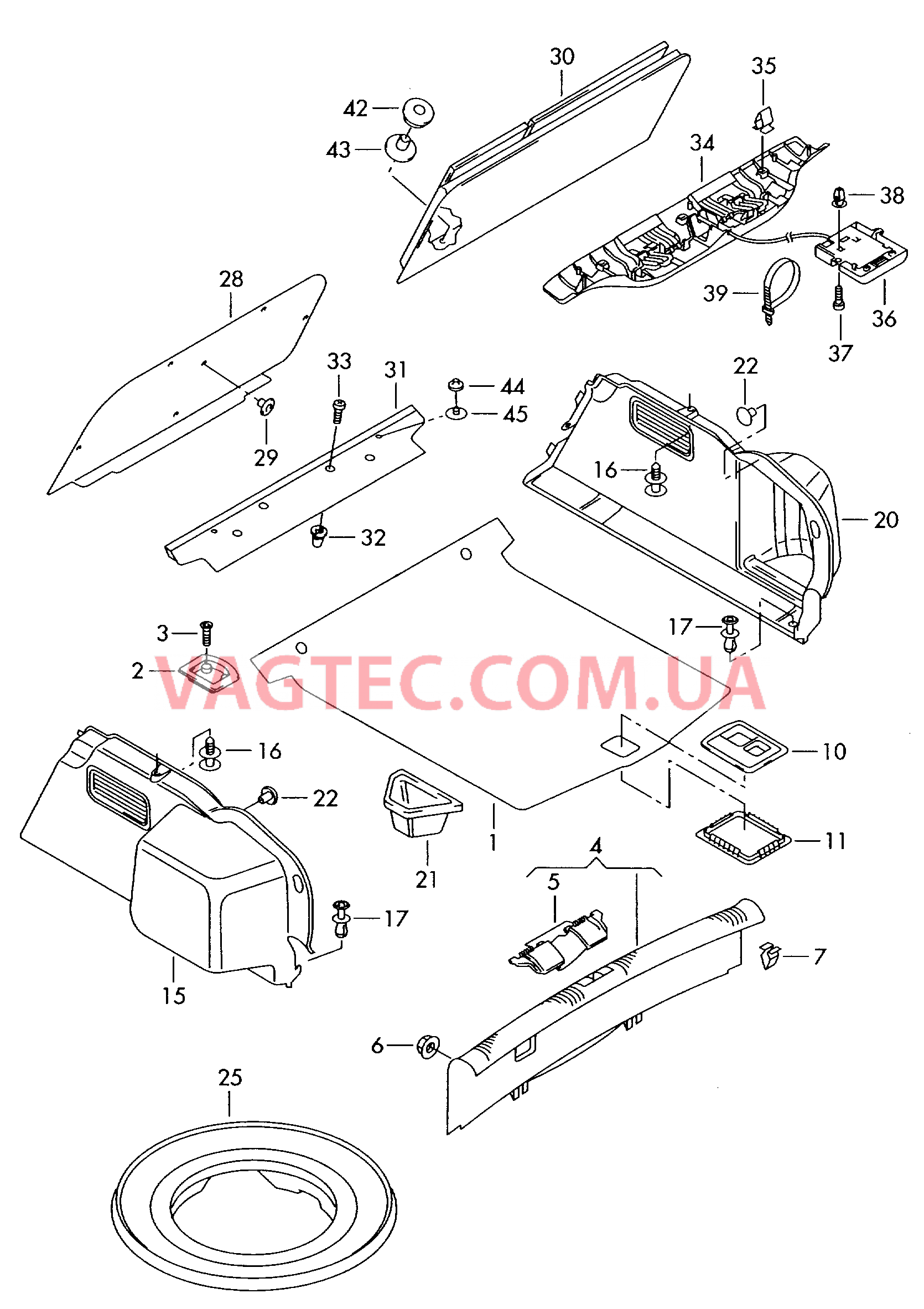 Обивка багажного отсека Накладка для кронштейна замка  для AUDI A4 2003