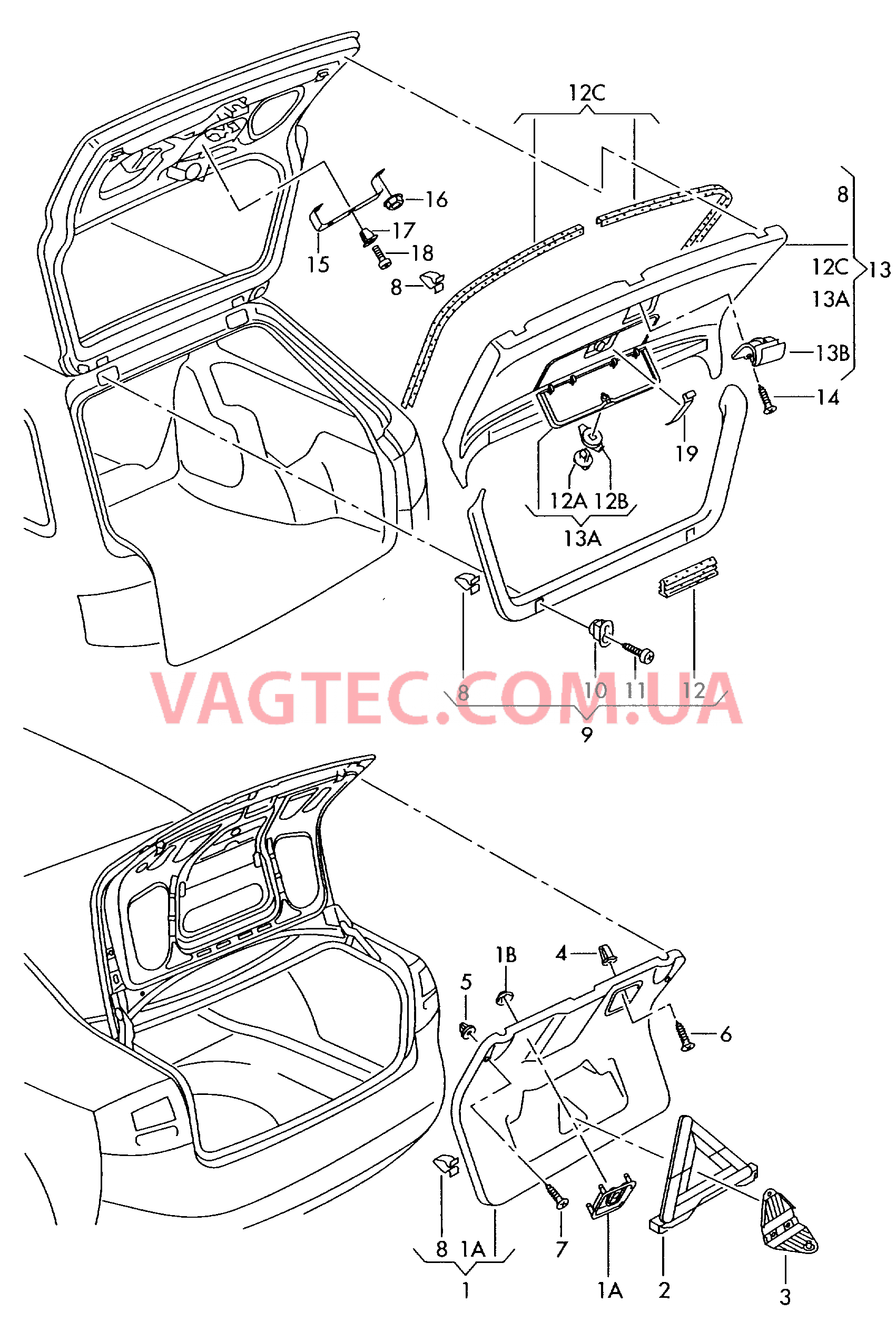 Облицовка крышки багаж. отсека  для AUDI A6 2002