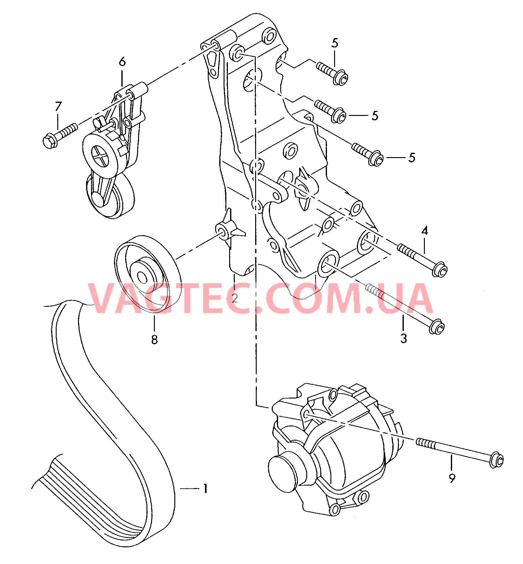Детали подключения и крепления для генератора  Поликлиновой ремень  для AUDI A4 2005