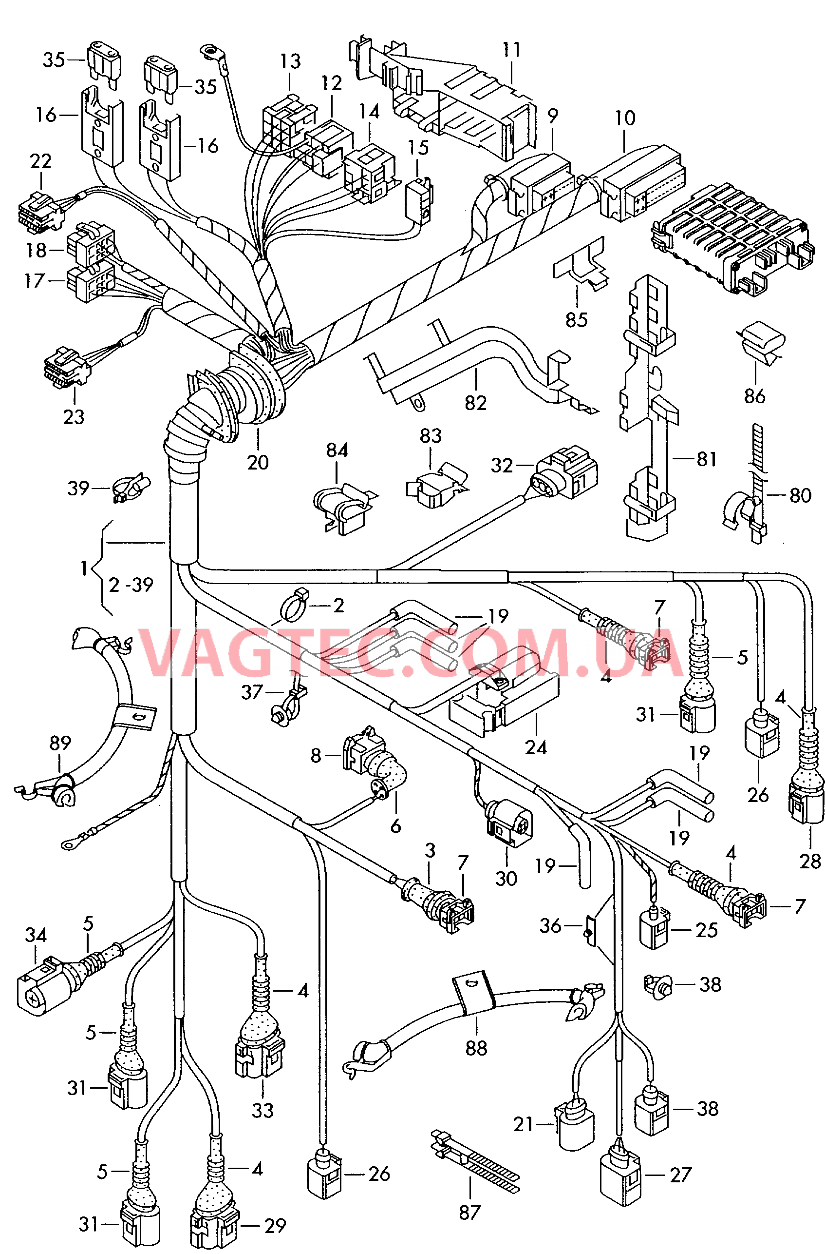 Жгут проводов для моторн. отс.  для AUDI A4 2001-1