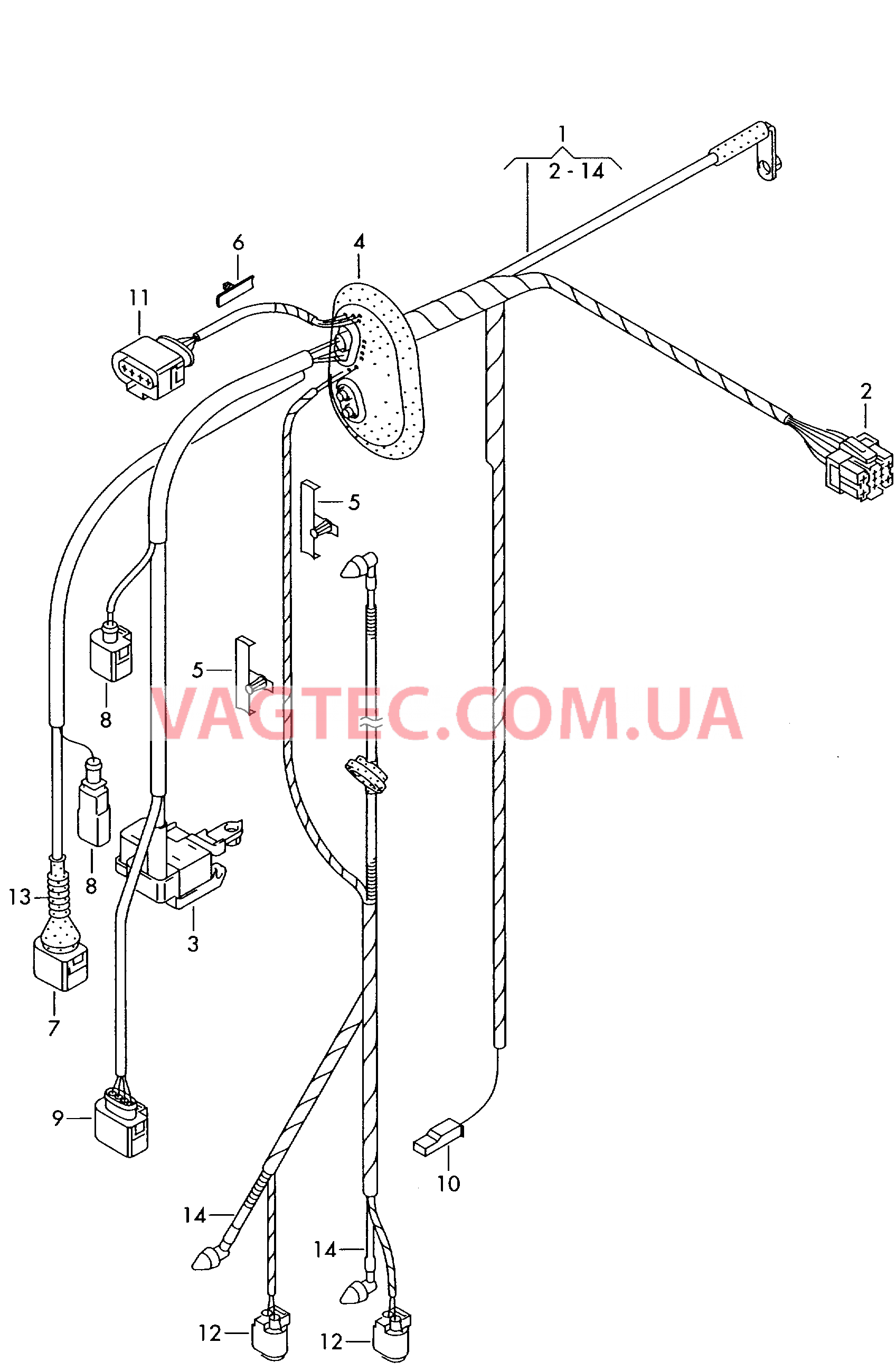 Жгут проводов мотора стеклооч. Форсунка, обогреваемая  для AUDI A4Q 2004