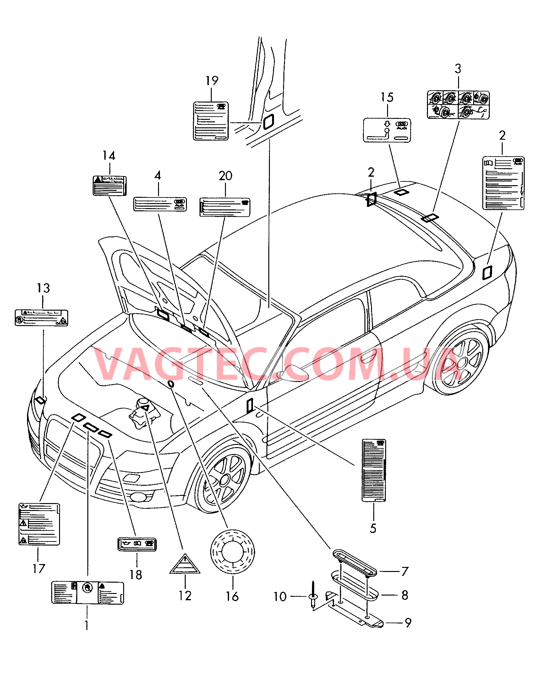 Табличка  для AUDI TT 2010