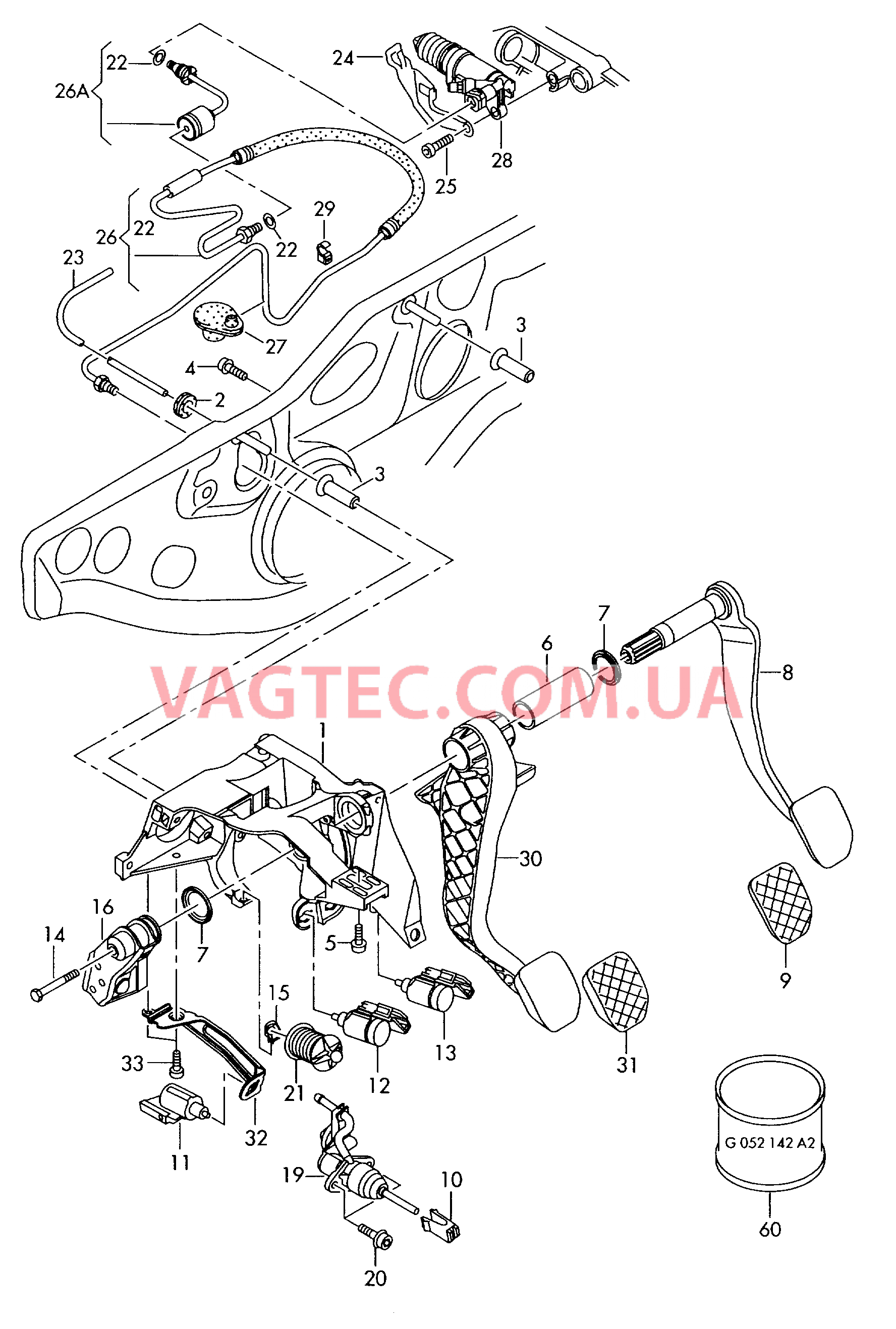 Педальный механизм привода тормозного механизма и сцепления  для AUDI RS4 2008
