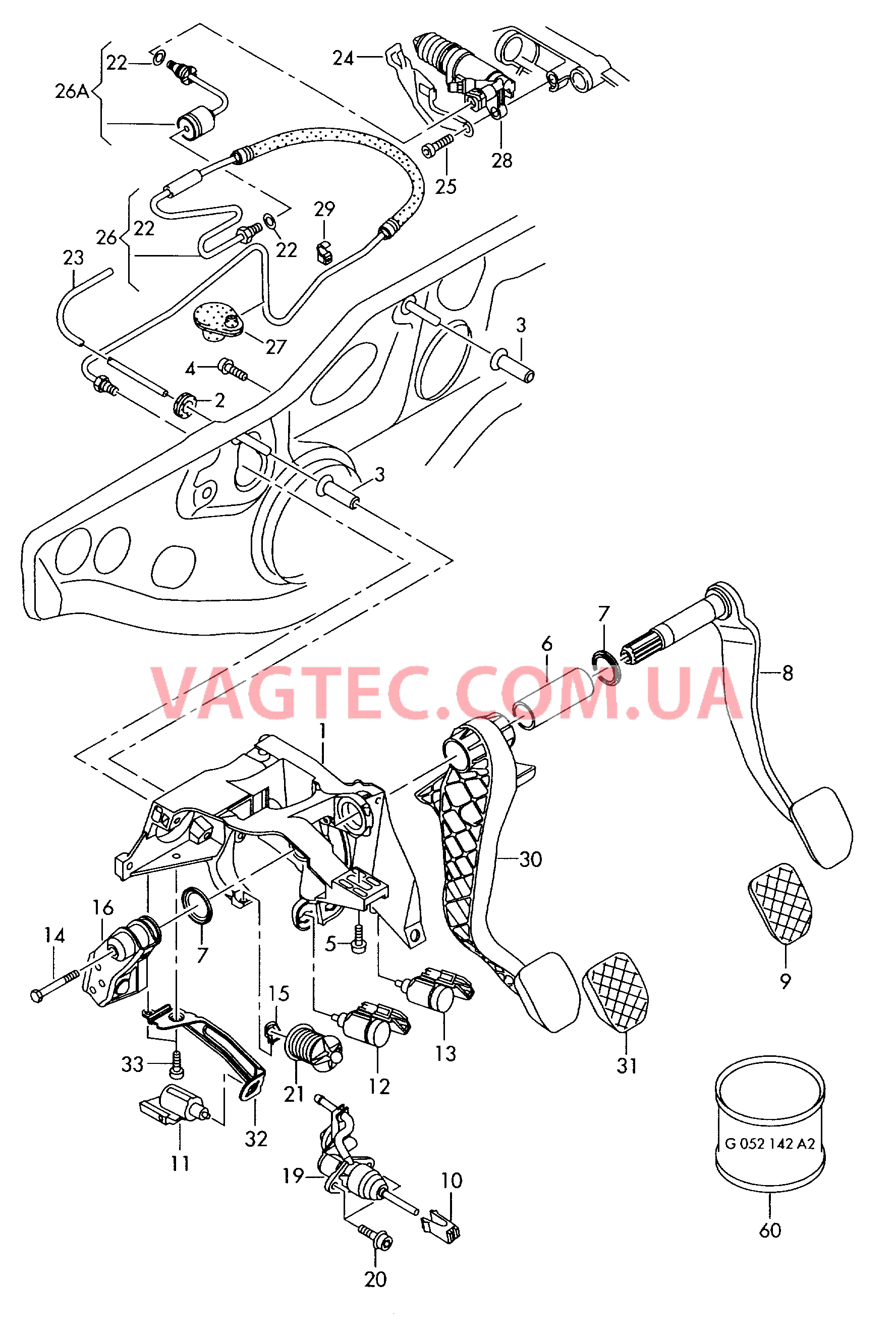 Педальный механизм привода тормозного механизма и сцепления  для SEAT Exeo 2011