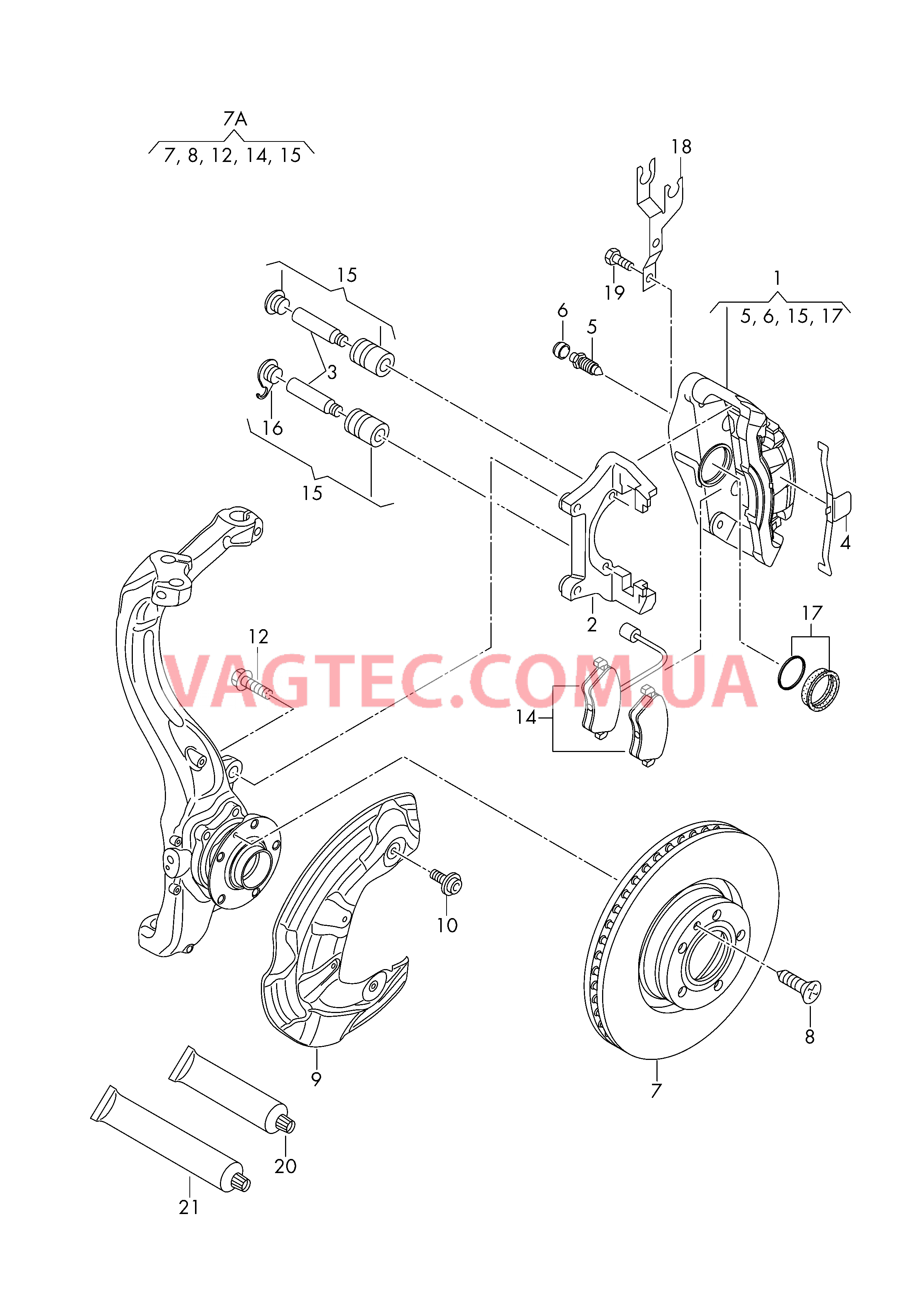 Торм. мех. с плав. суппортом Тормозной диск (вентилир.)  для AUDI A4Q 2006