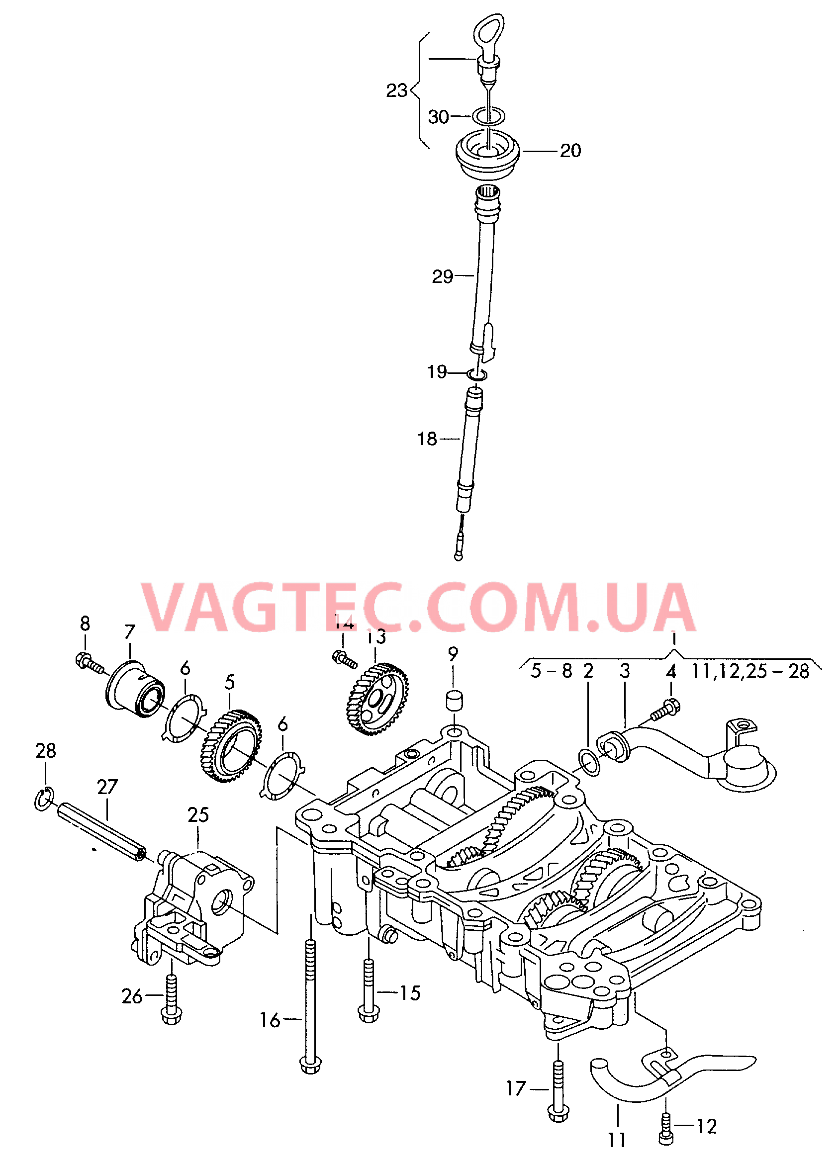 Насос, масляный Маслоизмерительный щуп Вал, балансирный                    только для: F 8E-6-080 172>>* для AUDI A4Q 2005-1