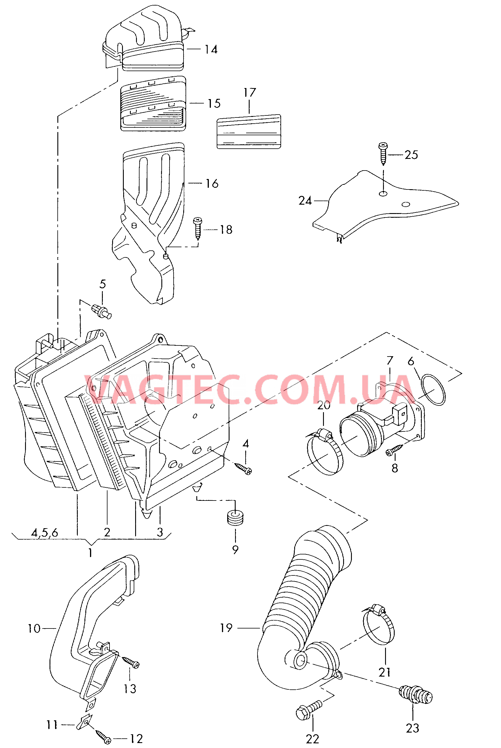 Возд. фильтр с сопутств. деталями  для AUDI A4Q 2004