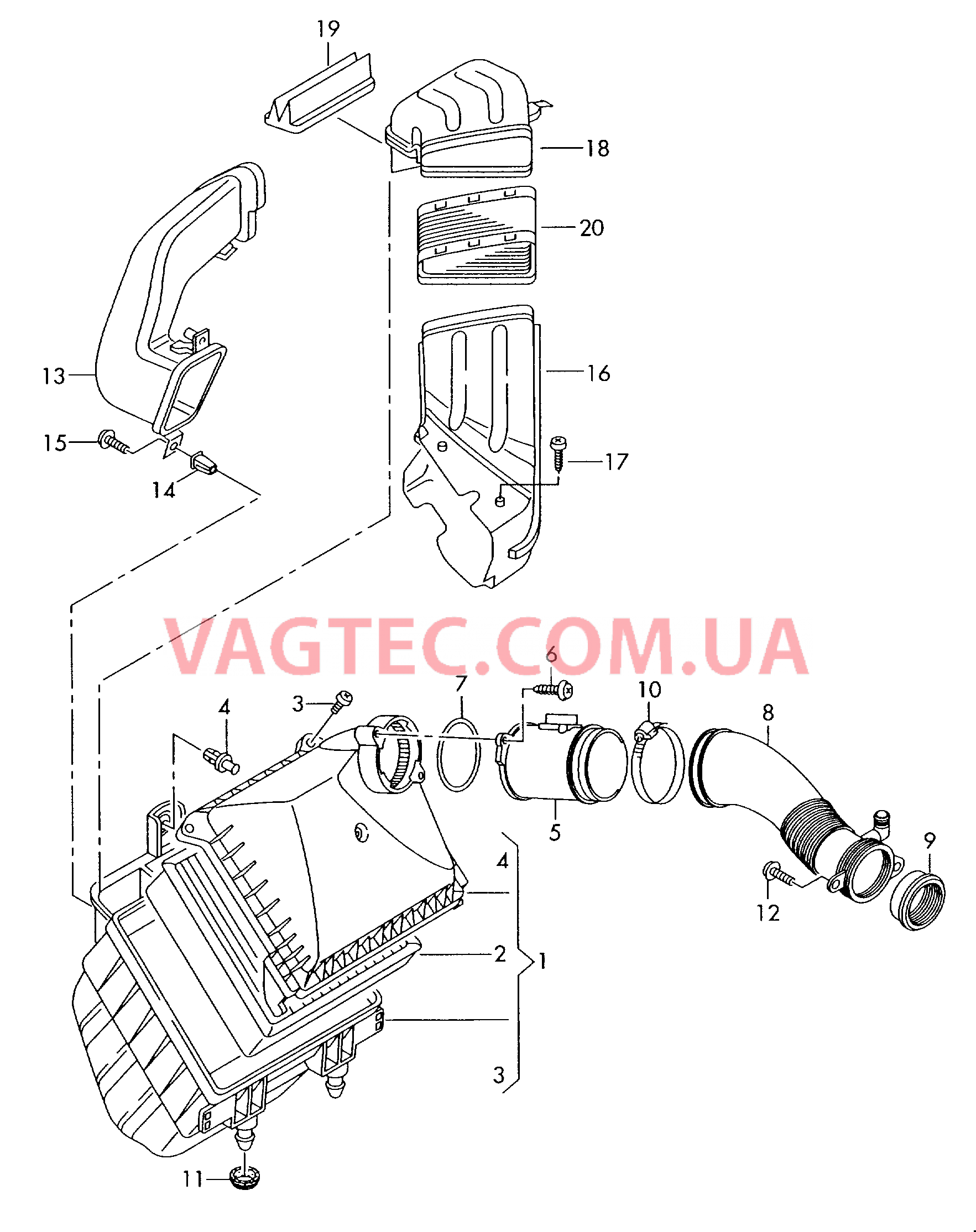 Возд. фильтр с сопутств. деталями  Расходомер воздуха  для AUDI A4Q 2008