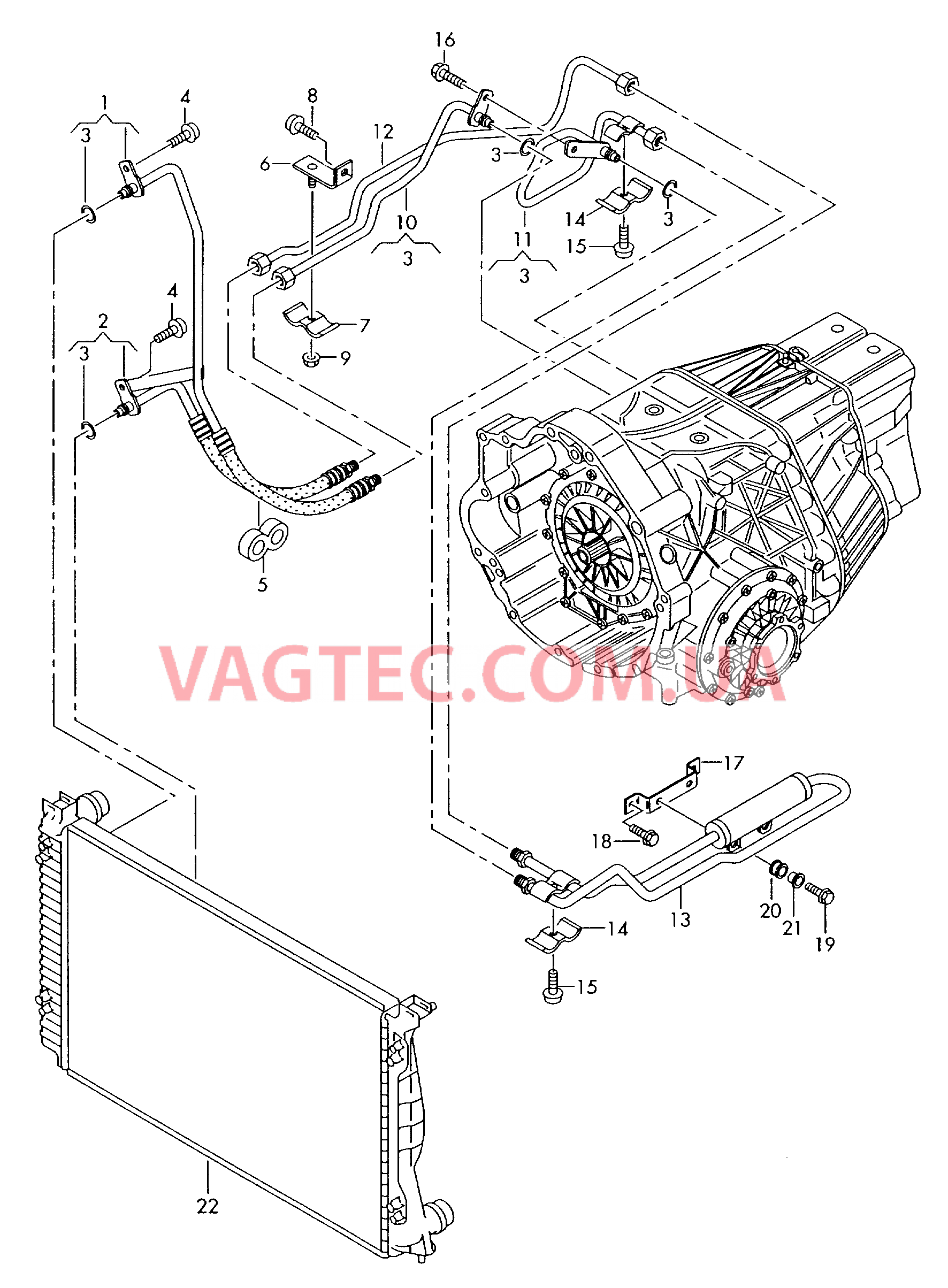 Напорный маслопровод для охлаждения масла коробки передач  для бесступенчатой АКП  для AUDI A4 2007