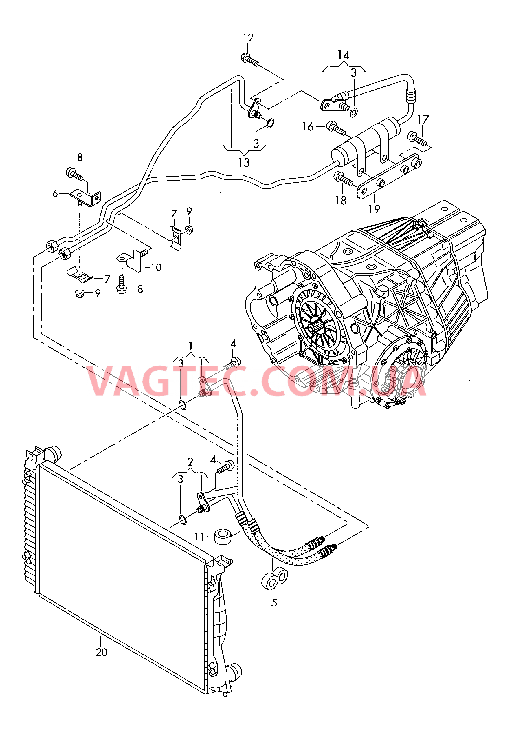 Напорный маслопровод для охлаждения масла коробки передач  для бесступенчатой АКП  для AUDI A4Q 2005-1