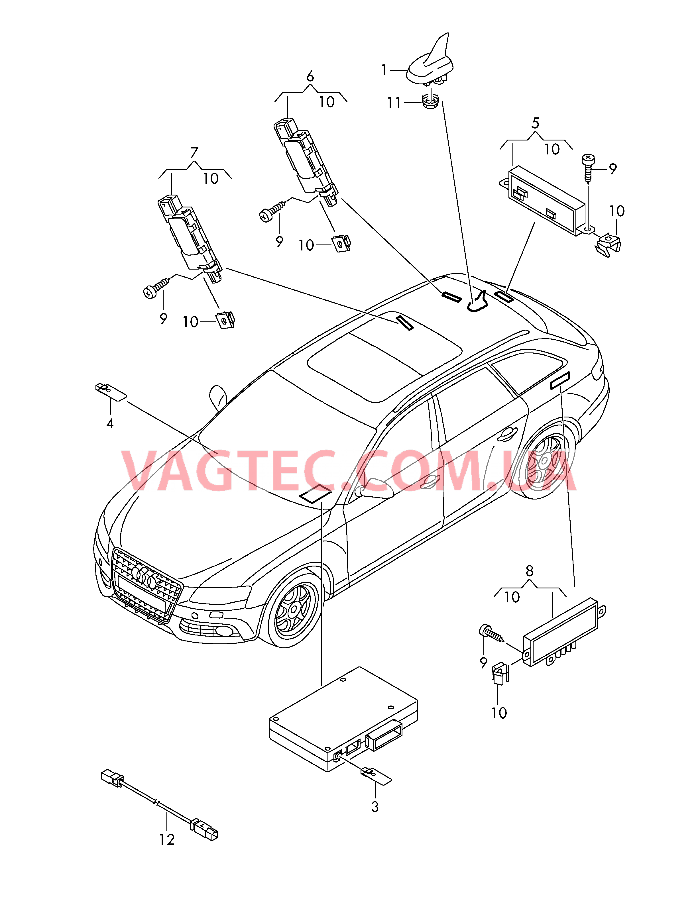 Антенна Усилитель антенны Элементы крепления для антенного усилителя  для AUDI A4Q 2014