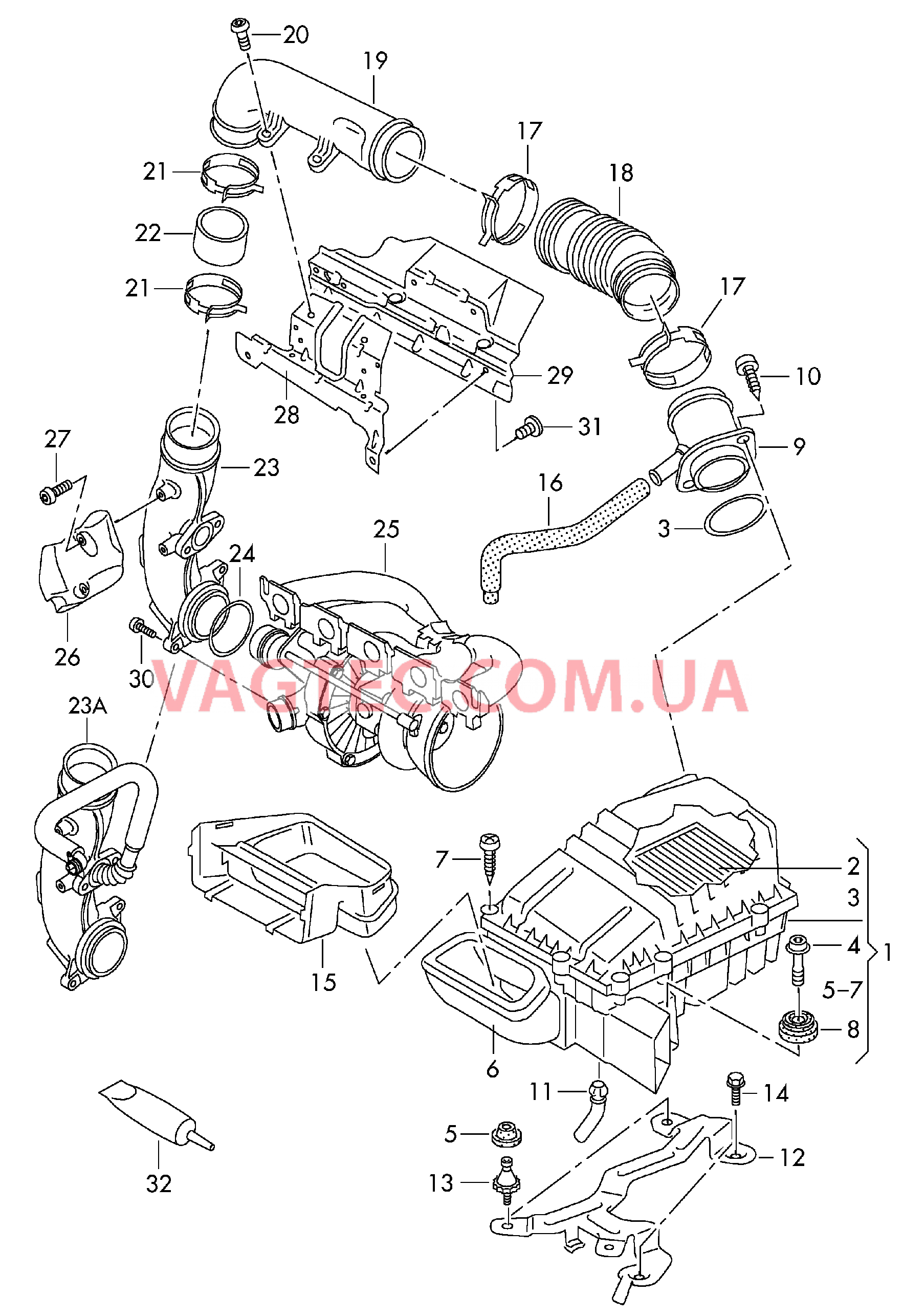 Возд. фильтр с сопутств. деталями  для AUDI RS3 2012