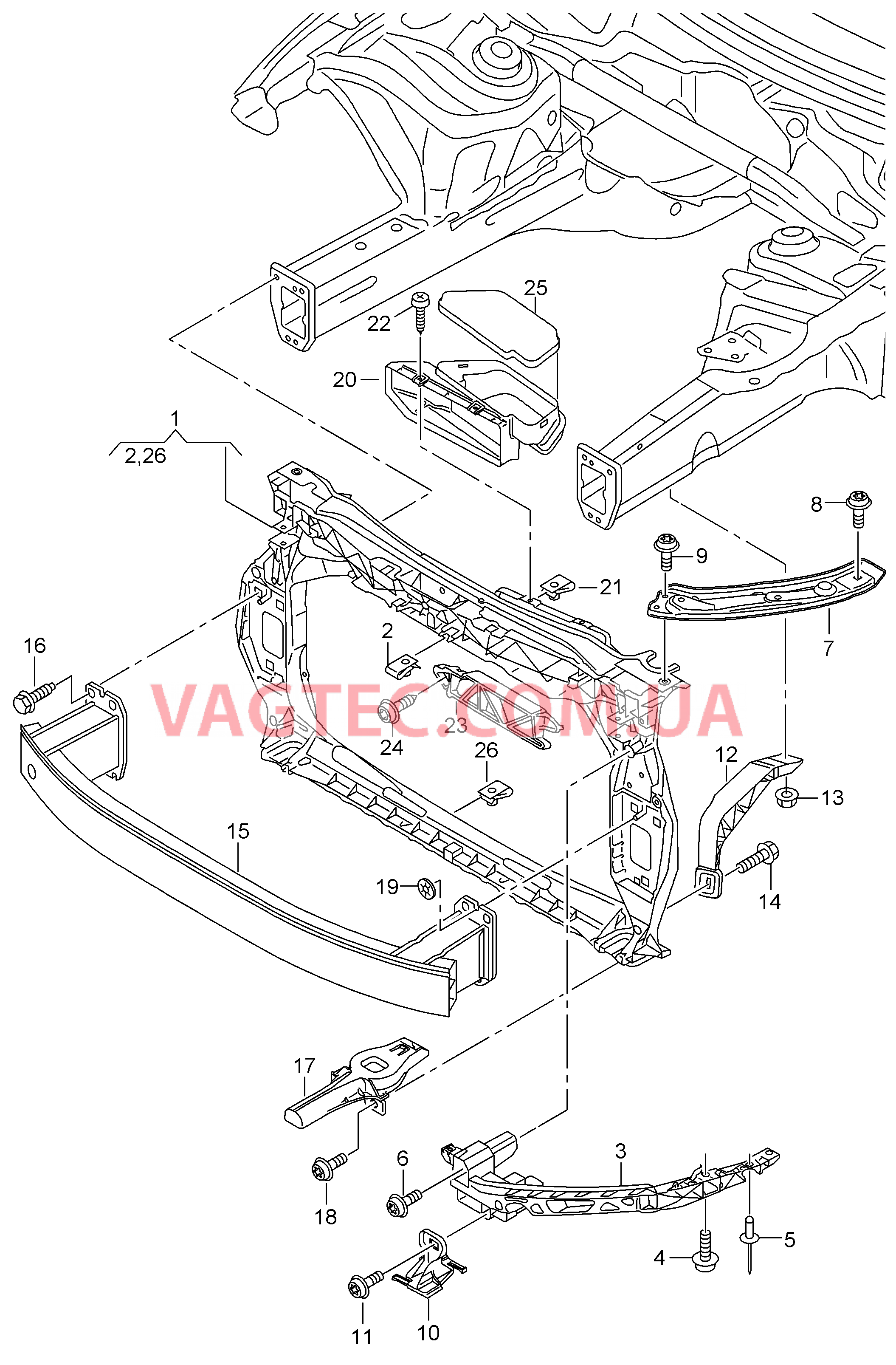 Передняя несущая панель с креплением для радиатора ОЖ  для AUDI RSQ3 2014