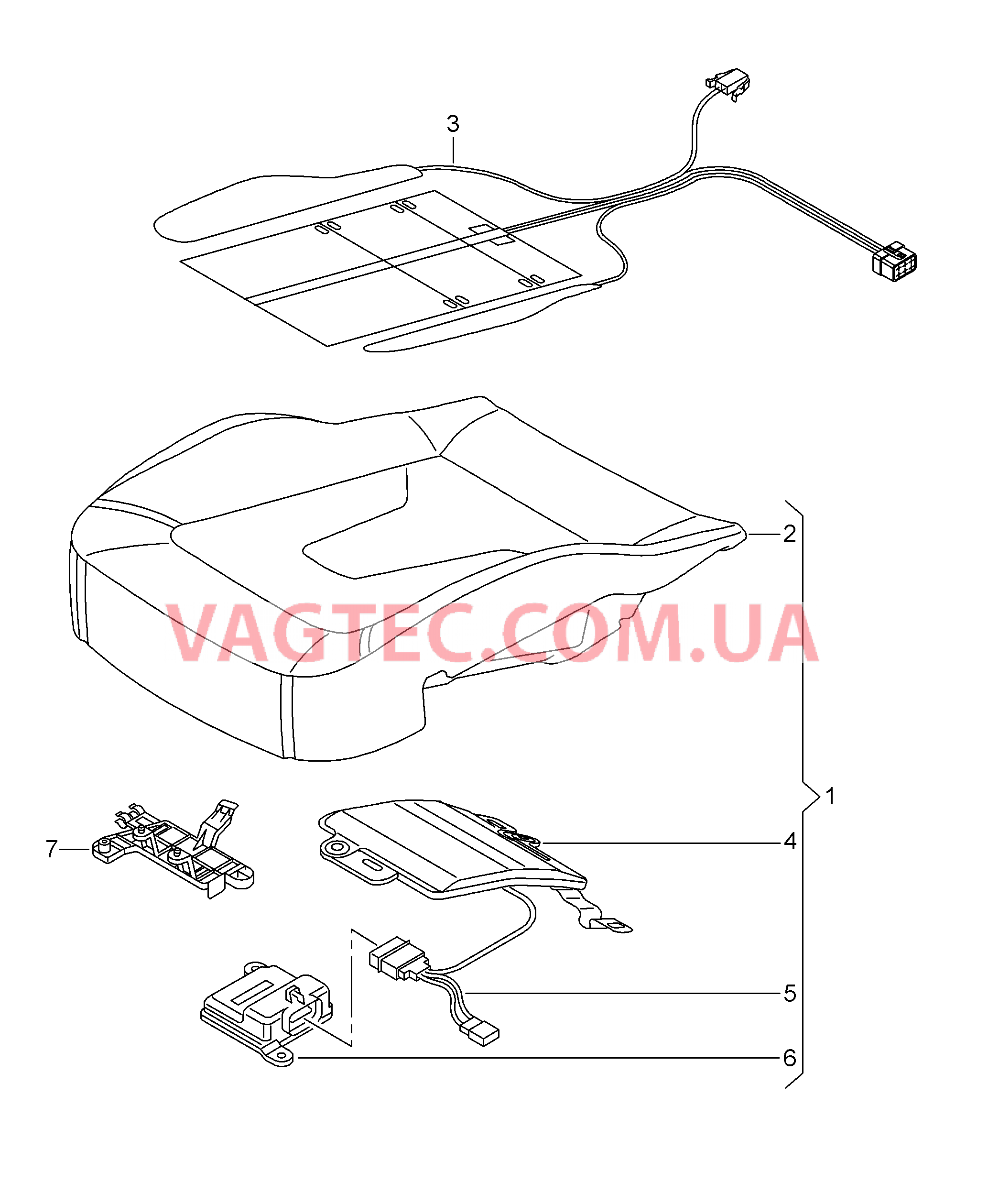 Подушка сиденья Cист. распозн. занят. сиденья Cмотри руководство по ремонту D -    MJ 2016>> для AUDI RS5C 2016