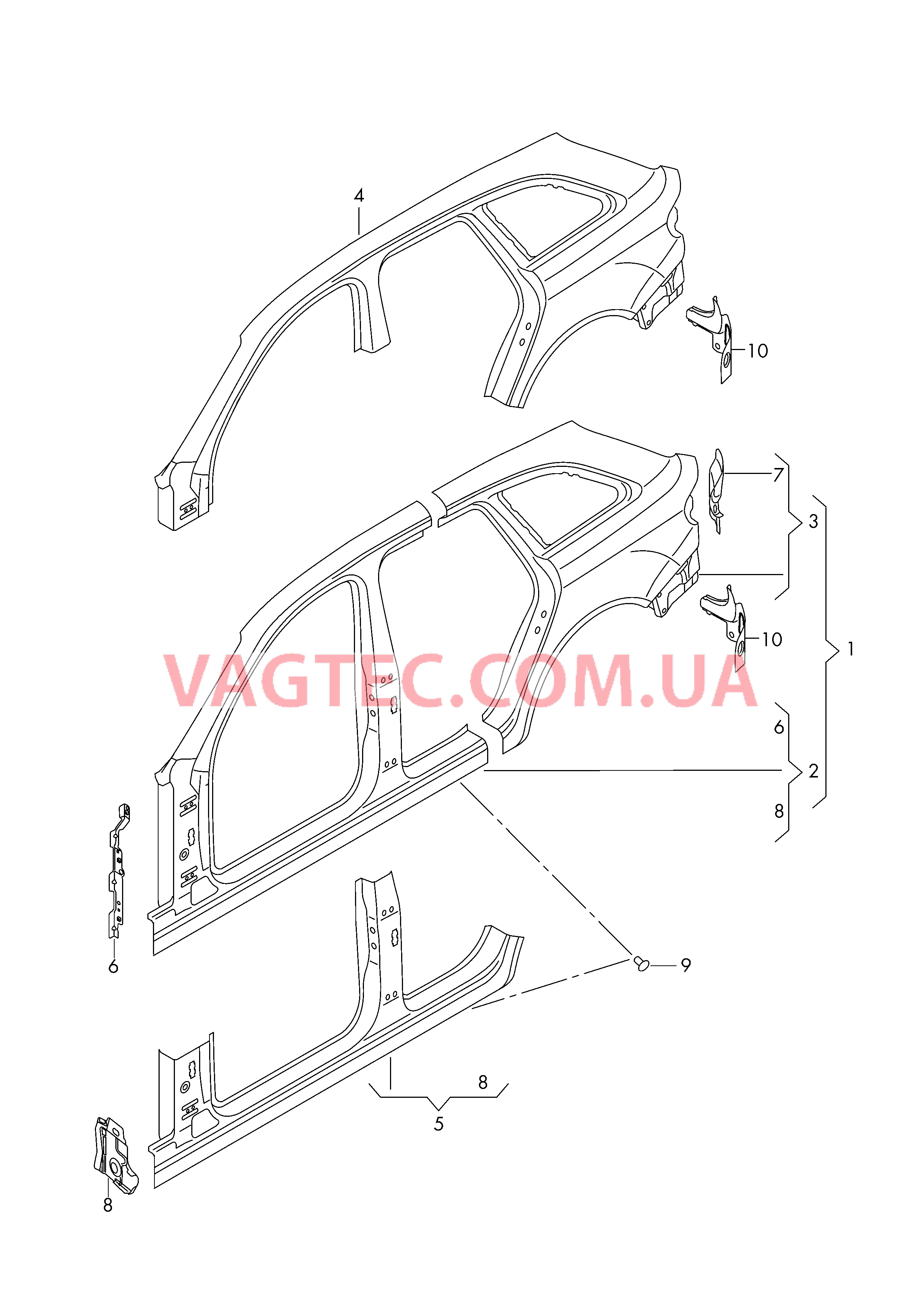 Деталь боковая  для AUDI A4Q 2012